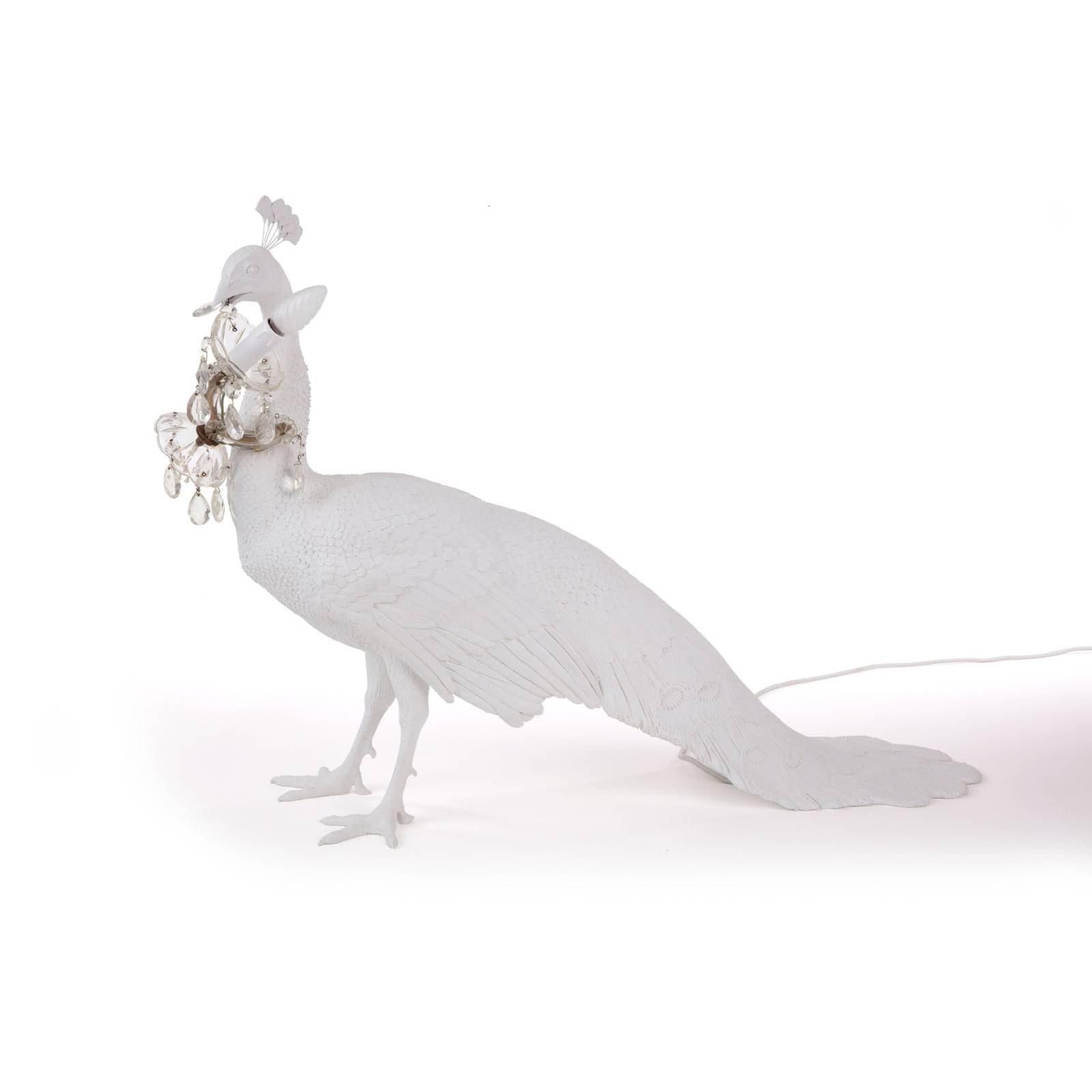 LED svetlo Peacock Lamp, biela, sklenené krištále