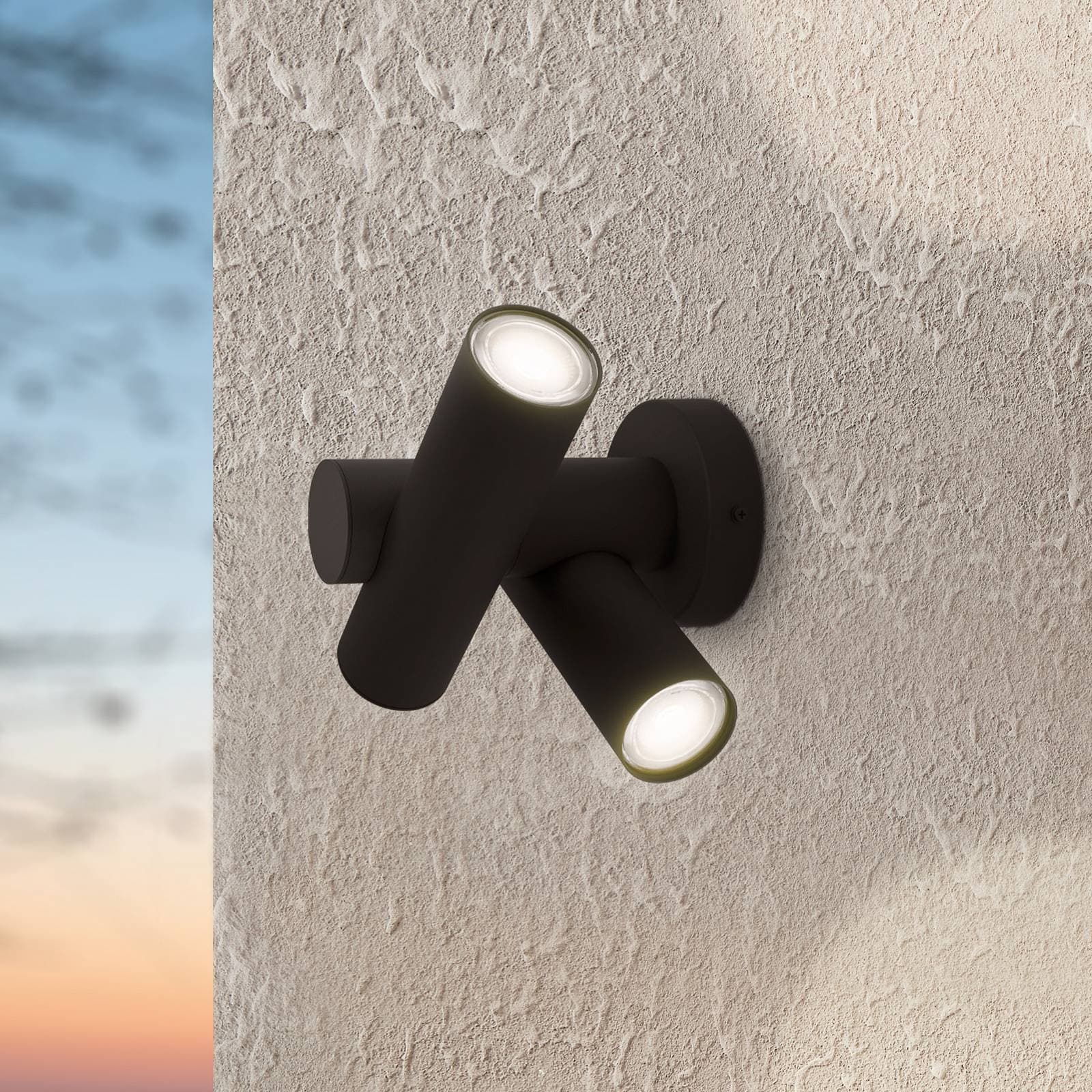 LED nástenné svetlo Fossignano, výška 25 cm, čierna, kovová, 2-pl.