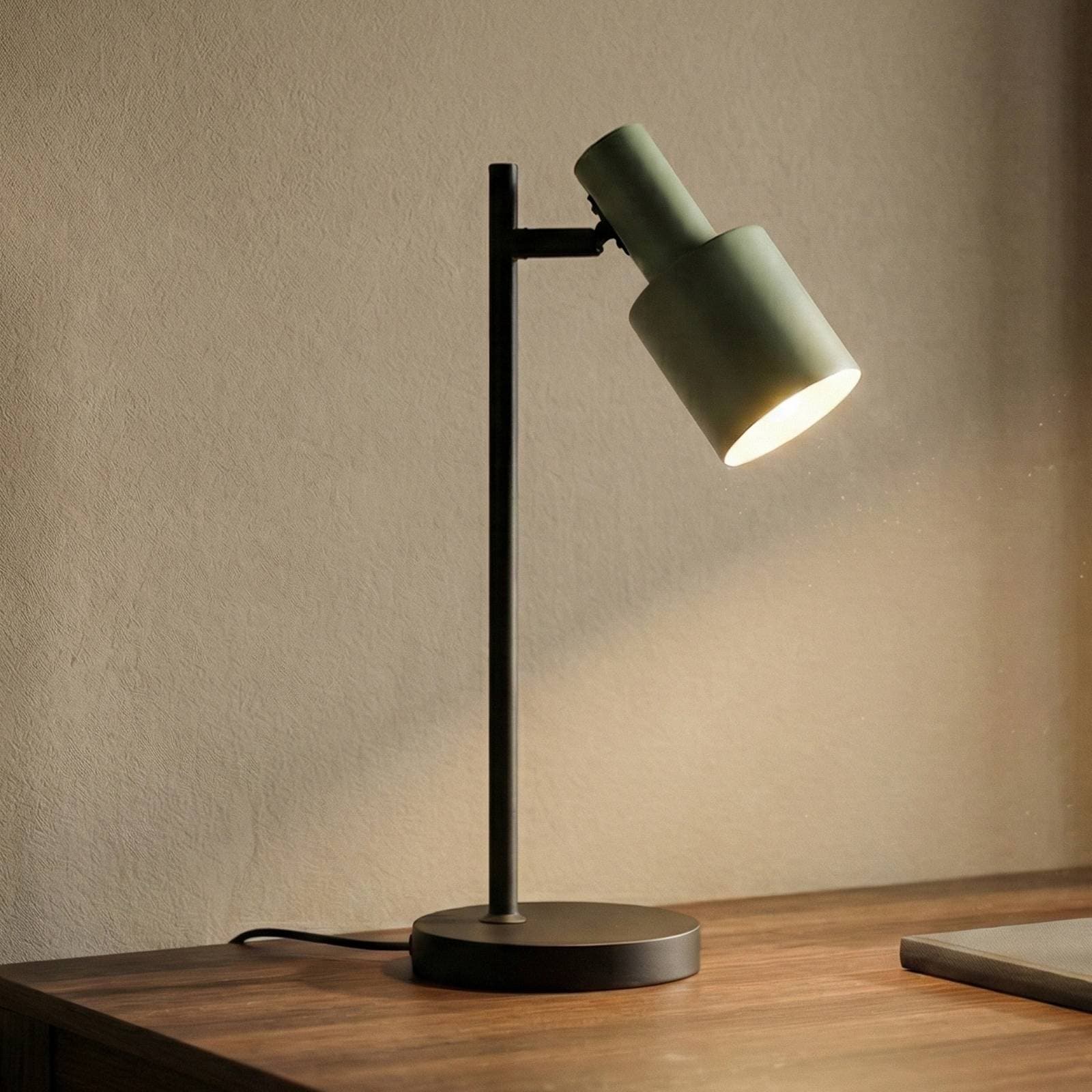 Stolná lampa Lindby Ovelia, zelená/čierna, kov, E27