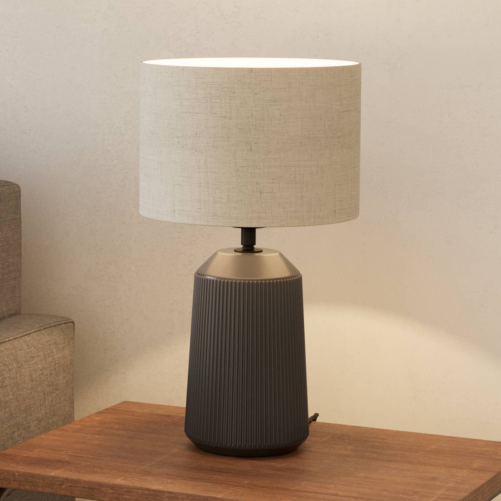 Stolová lampa Capalbio, sivá/tienidlo prírodná