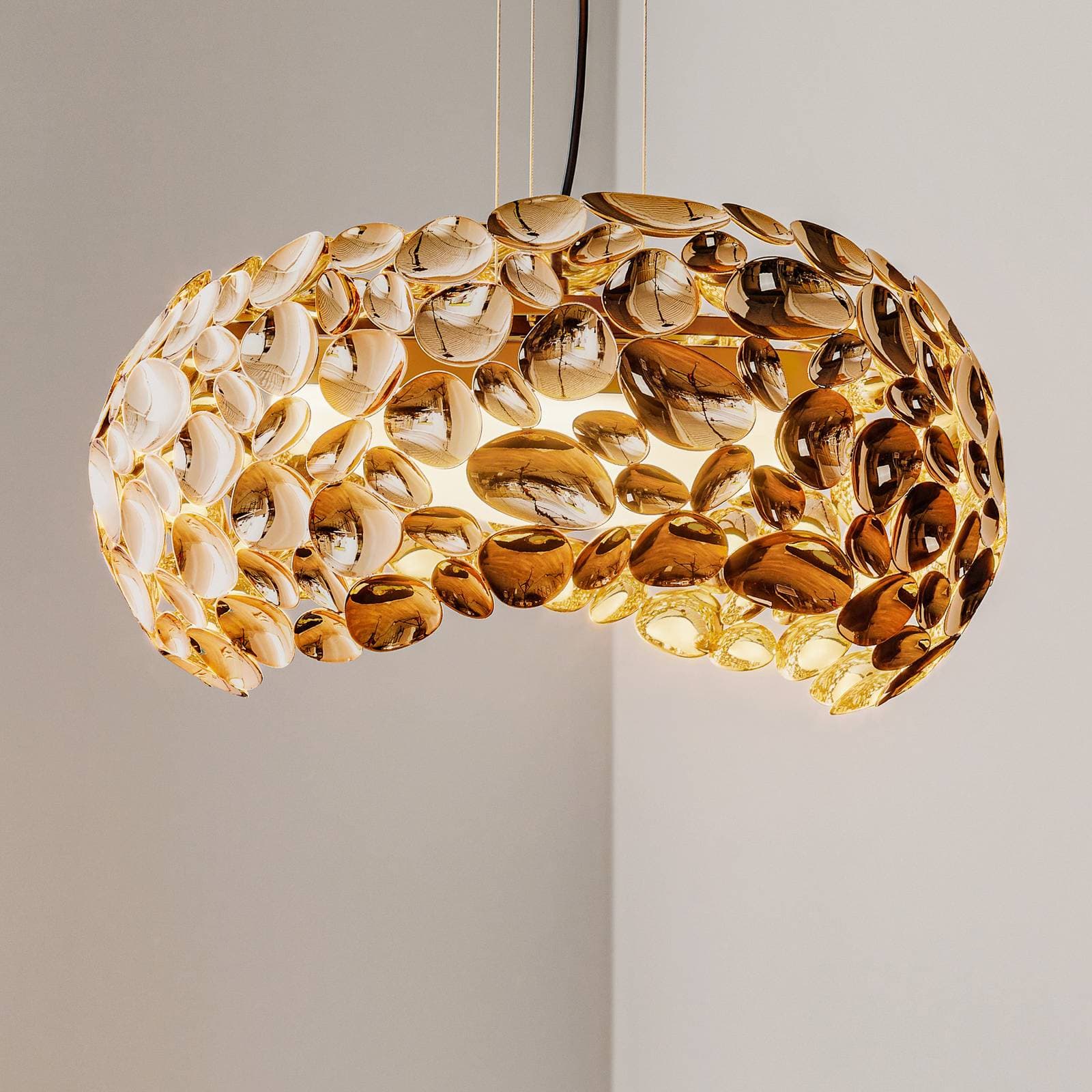 Narisa LED závesné svetlo Ø 46 cm ružovo zlaté/hnedé