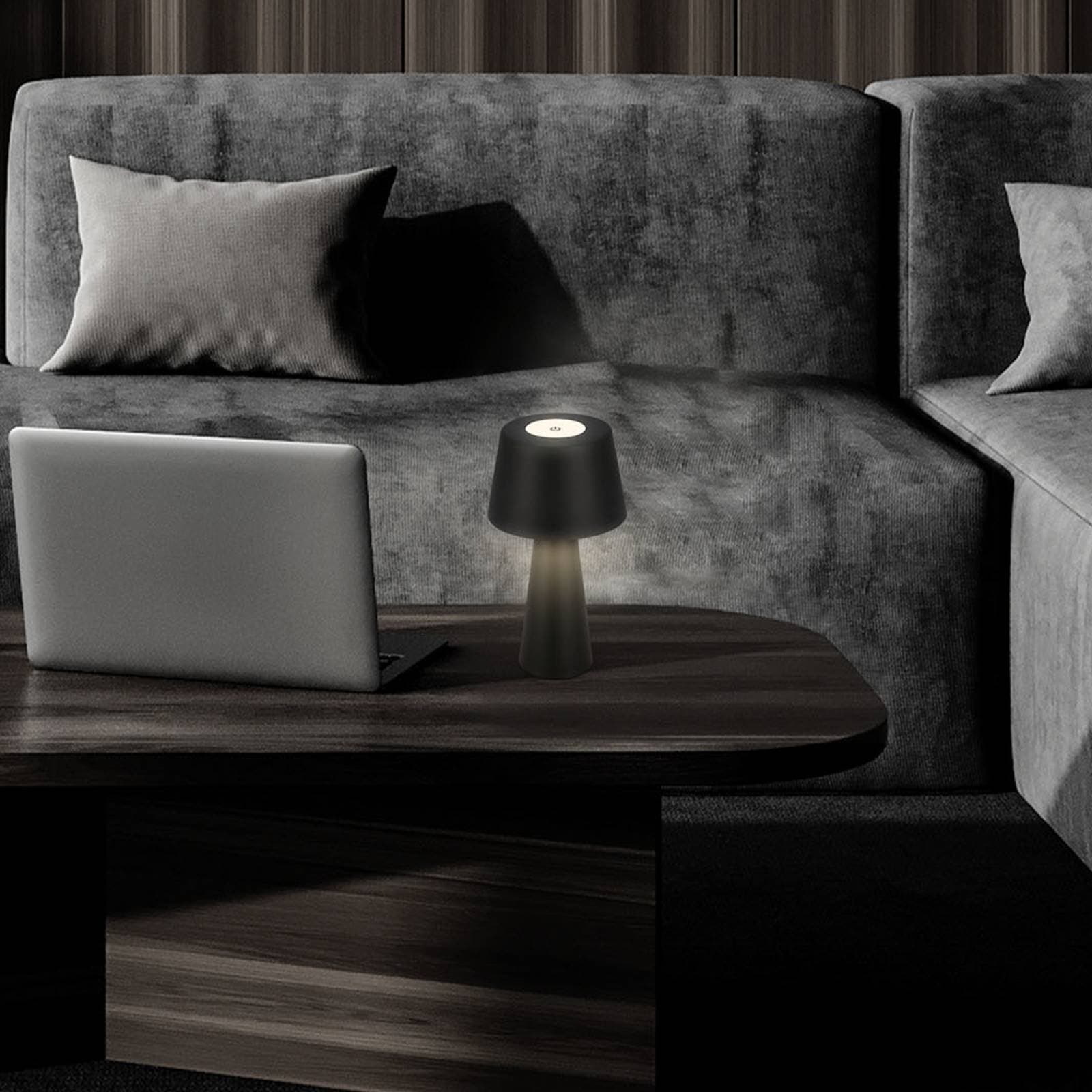 Stolná LED lampa Kihi s dobíjacou batériou, čierna