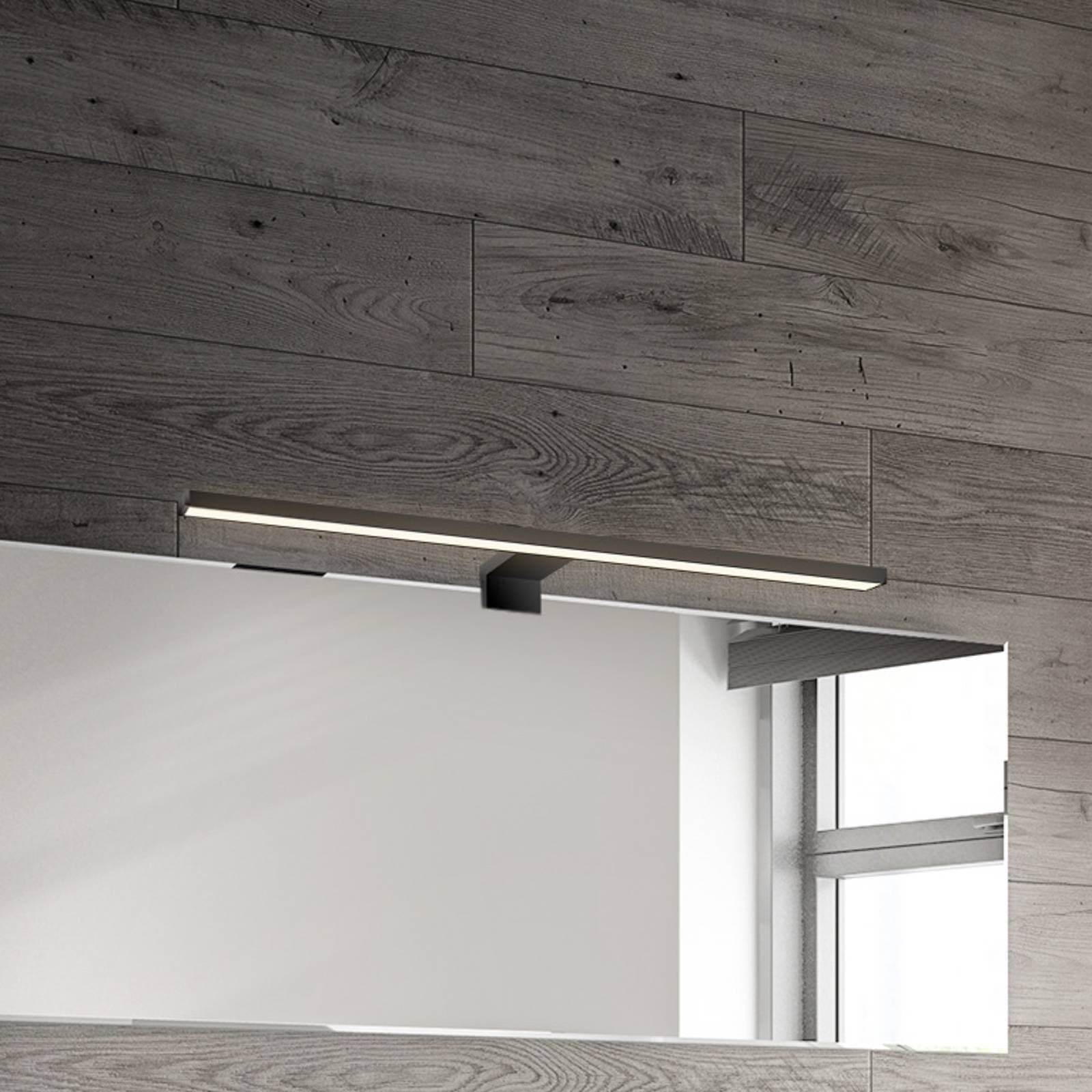 LED zrkadlo svetlo Dun 2 v 1, čierna matná, IP44, dĺžka 50 cm