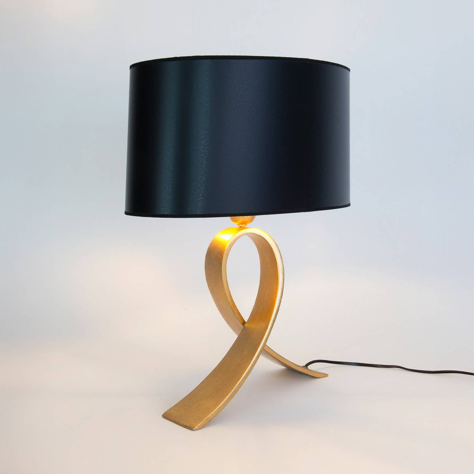 Stolová lampa CICLO OVAL, čierna/zlatá, 52 cm, kov/plast