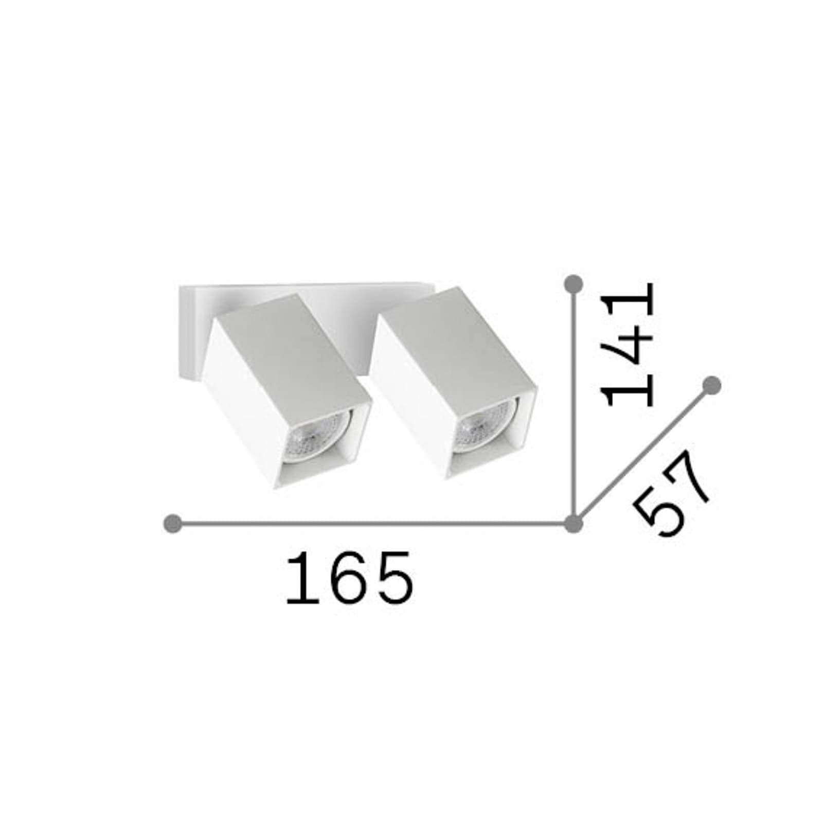 Nástenný svietidlo IDEAL LUX Dynamite Square, biele, 16,5 cm, 2-pl.