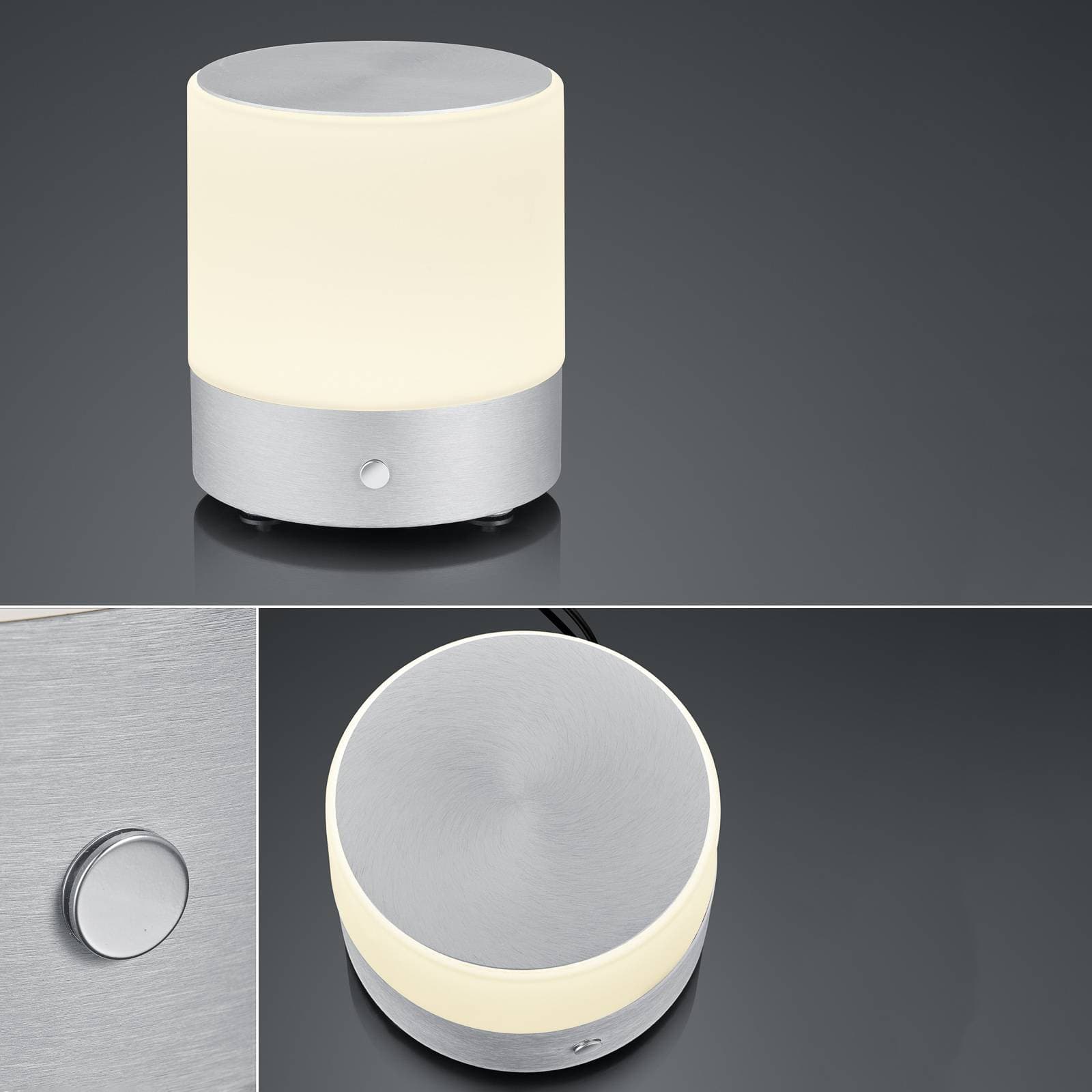 BANKAMP Button stolná LED lampa 18,5 cm hliník