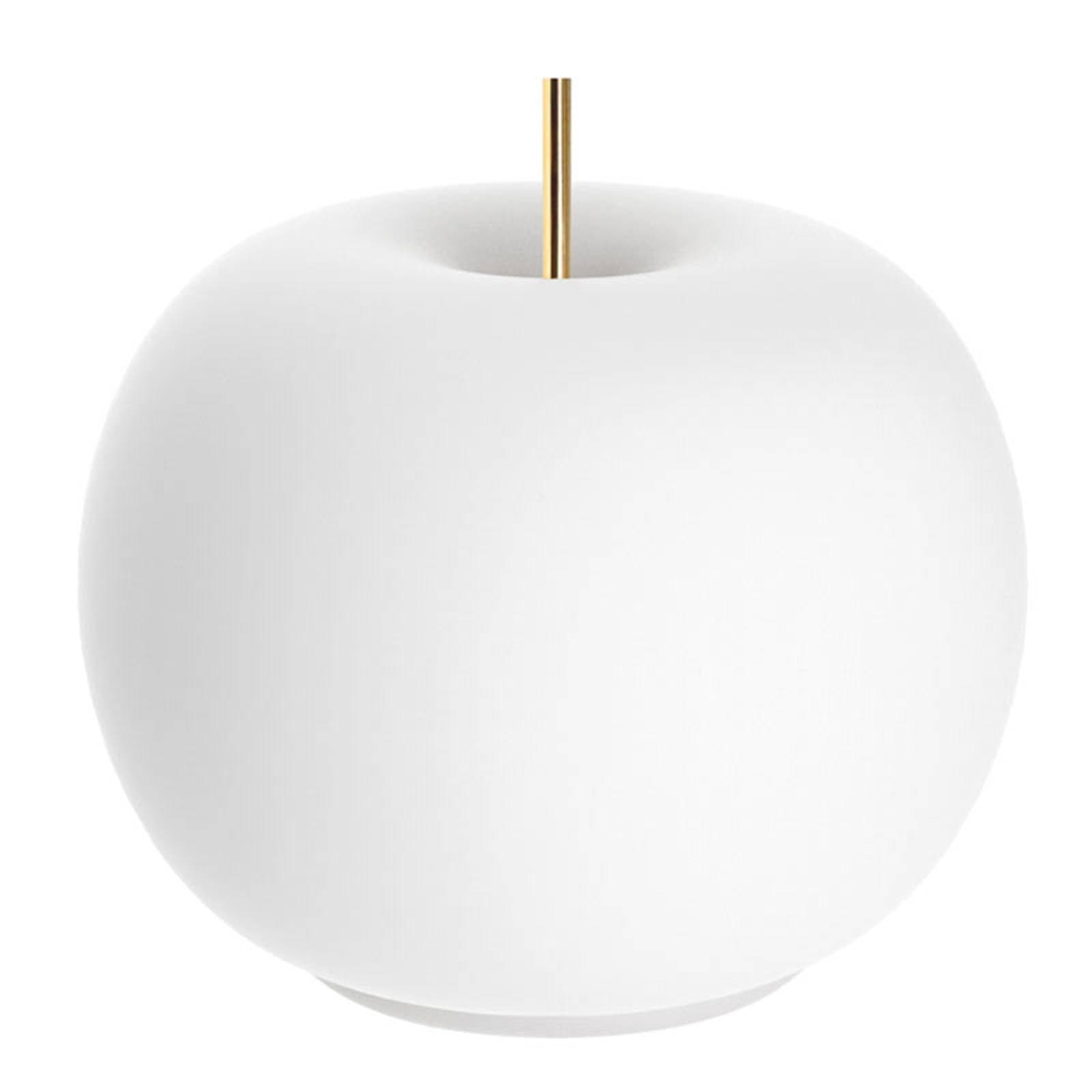 kdln Stolová LED lampa Kushi, biela/mosadz, Ø 17 cm, sklo