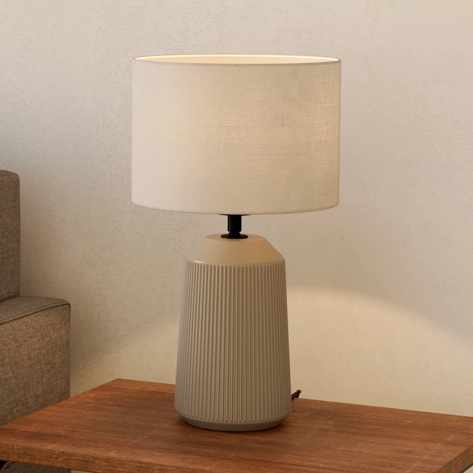 Stolová lampa Capalbio, piesková/tienidlo biela