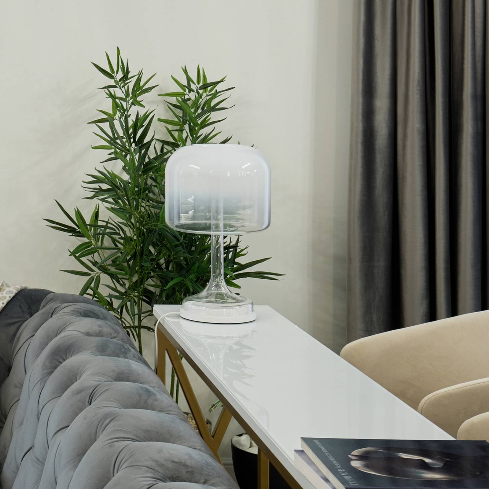 Maytoni Stolová LED lampa Spirito, biela, sklo, výška 42 cm