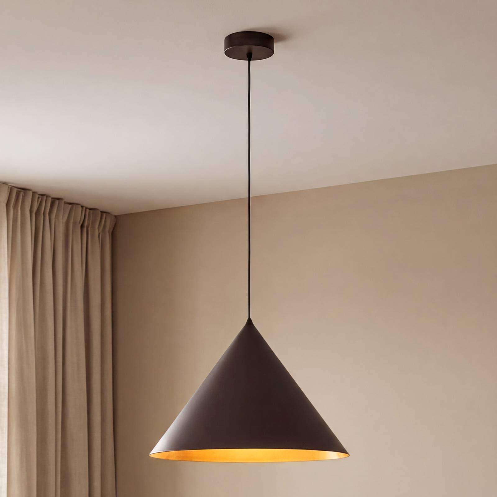 Závesné svietidlo Cono, 1-pl., Ø 50 cm, hnedé, E27