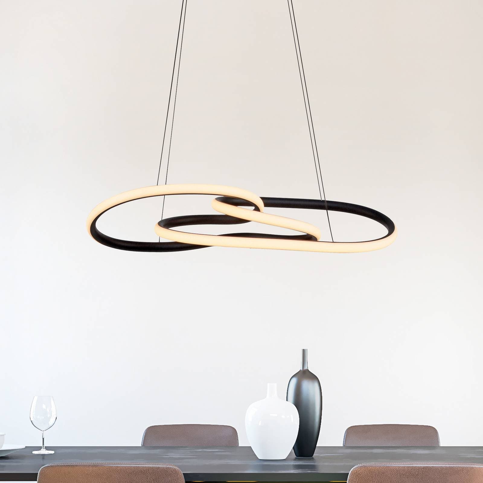 LED závesné svietidlo TWIST, čierna, dĺžka 76 cm, kovová, Switchdim