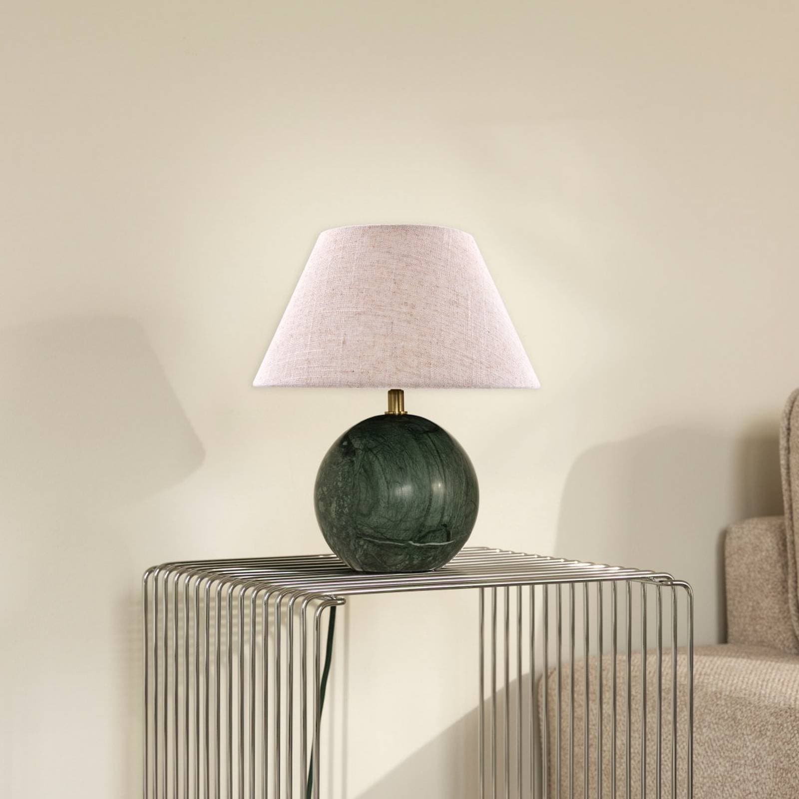 Globen Lighting Stolová lampa Castello, zelená/béžová, výška 28 cm