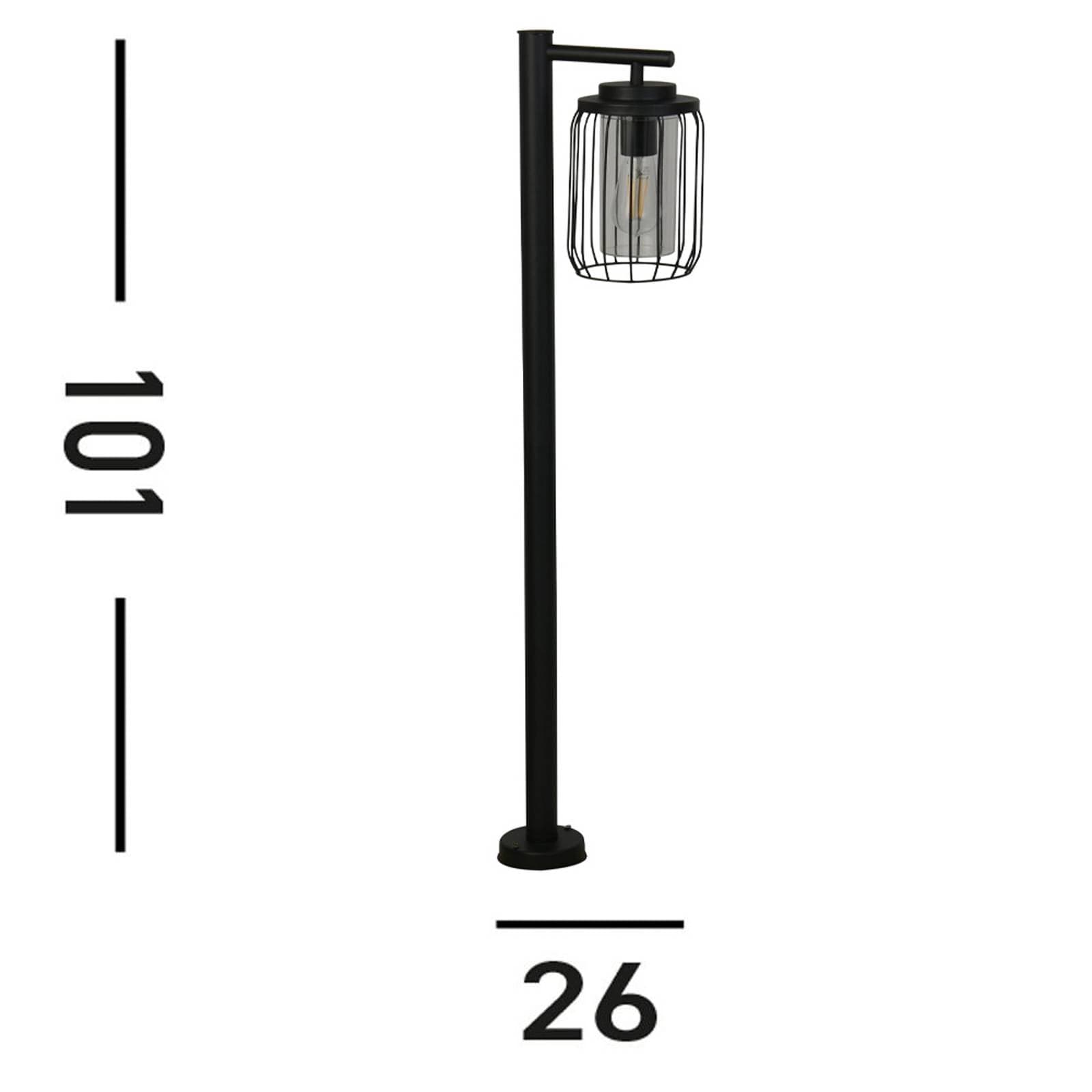 Chodníkové svetlo, IP44, čierne, výška 100 cm, kov