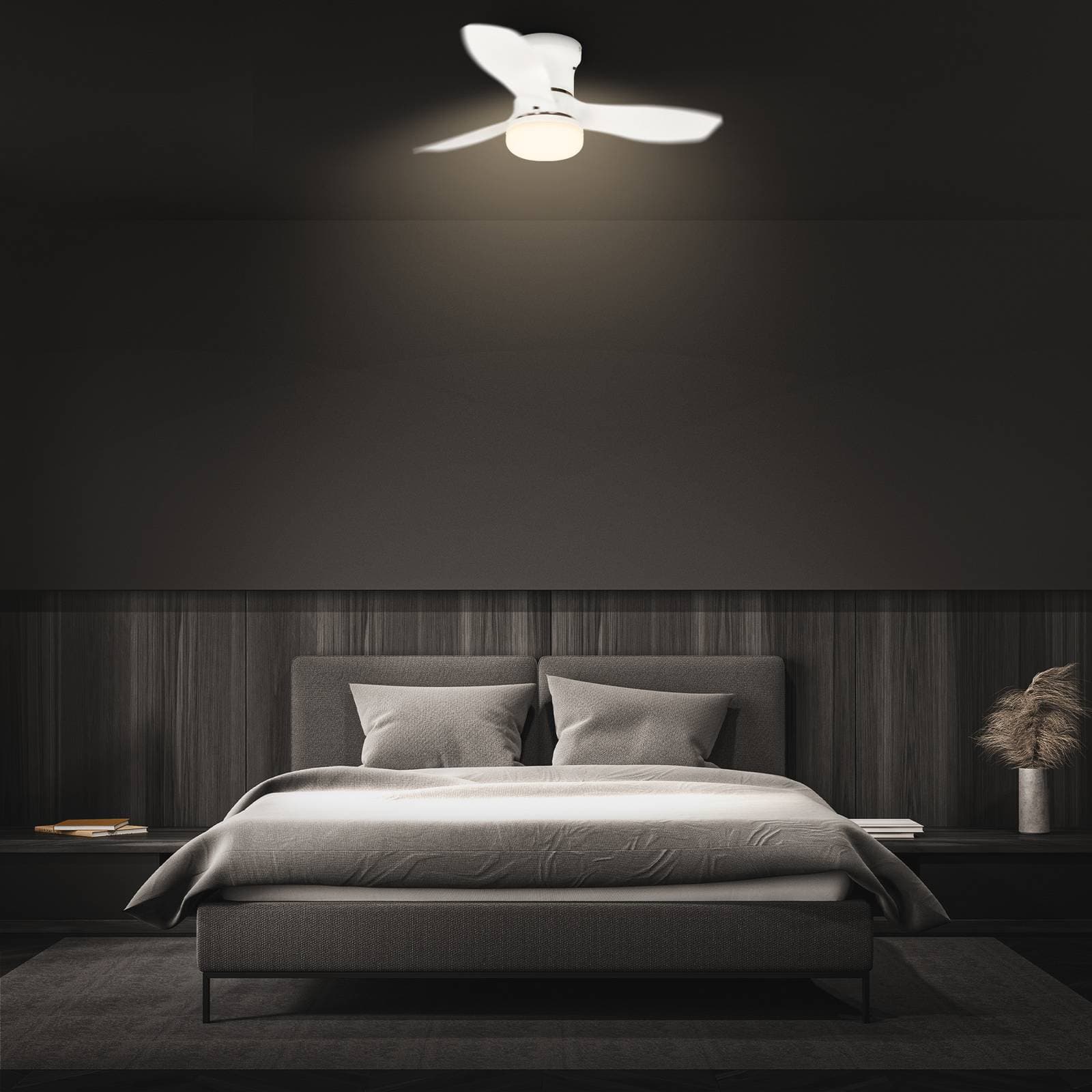 Stropný ventilátor s LED osvetlením Pan, jednosmerný motor, biely, Ø 60 cm, CCT