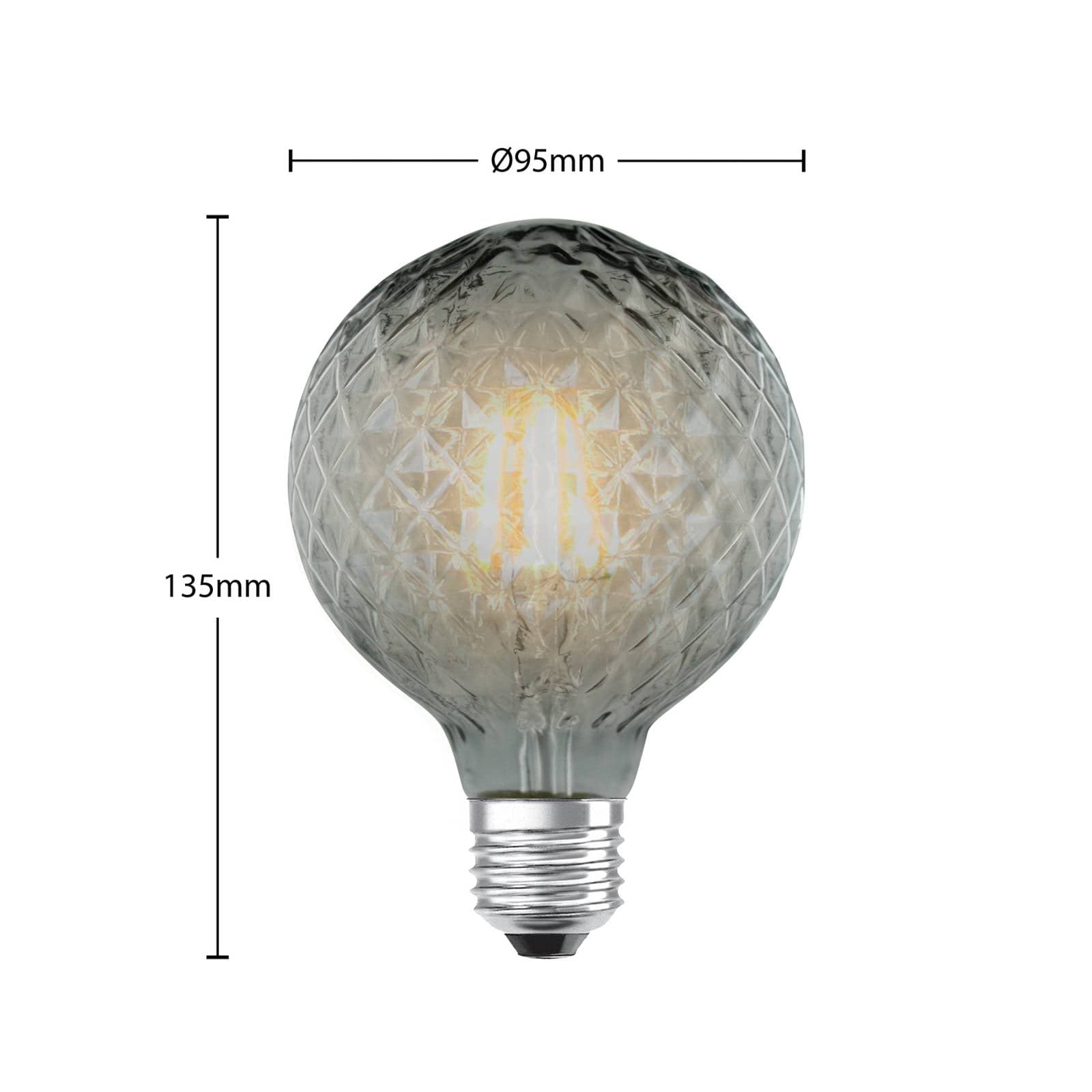 LED žiarovka Lucande E27 G95 4 W 1 800 K, stmievateľná, dymová