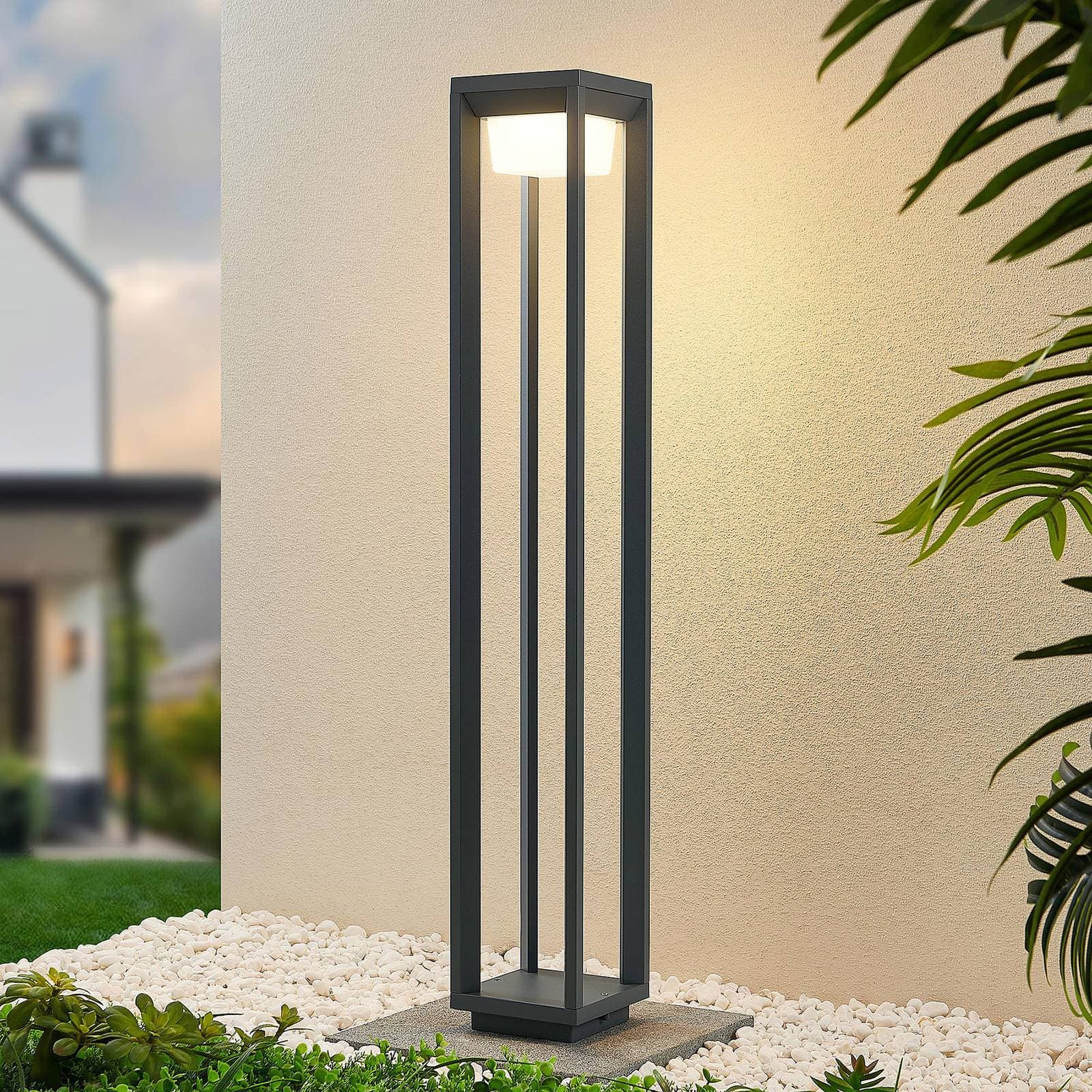 Prios LED svetlo na chodník Gamion, 90 cm, antracitová farba, kov, IP54