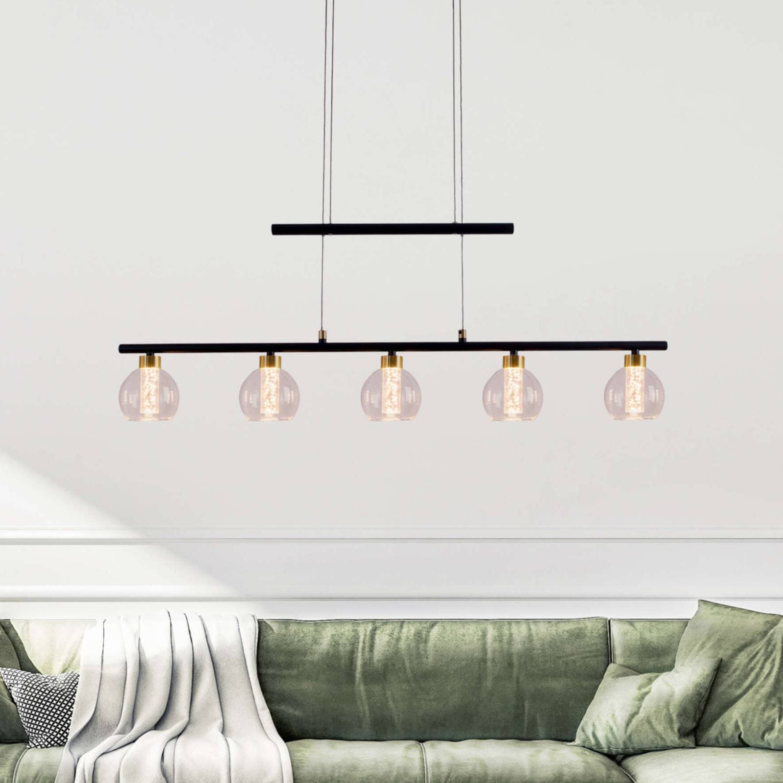 LED závesné svietidlo Brass 5pl výška nastaviteľná