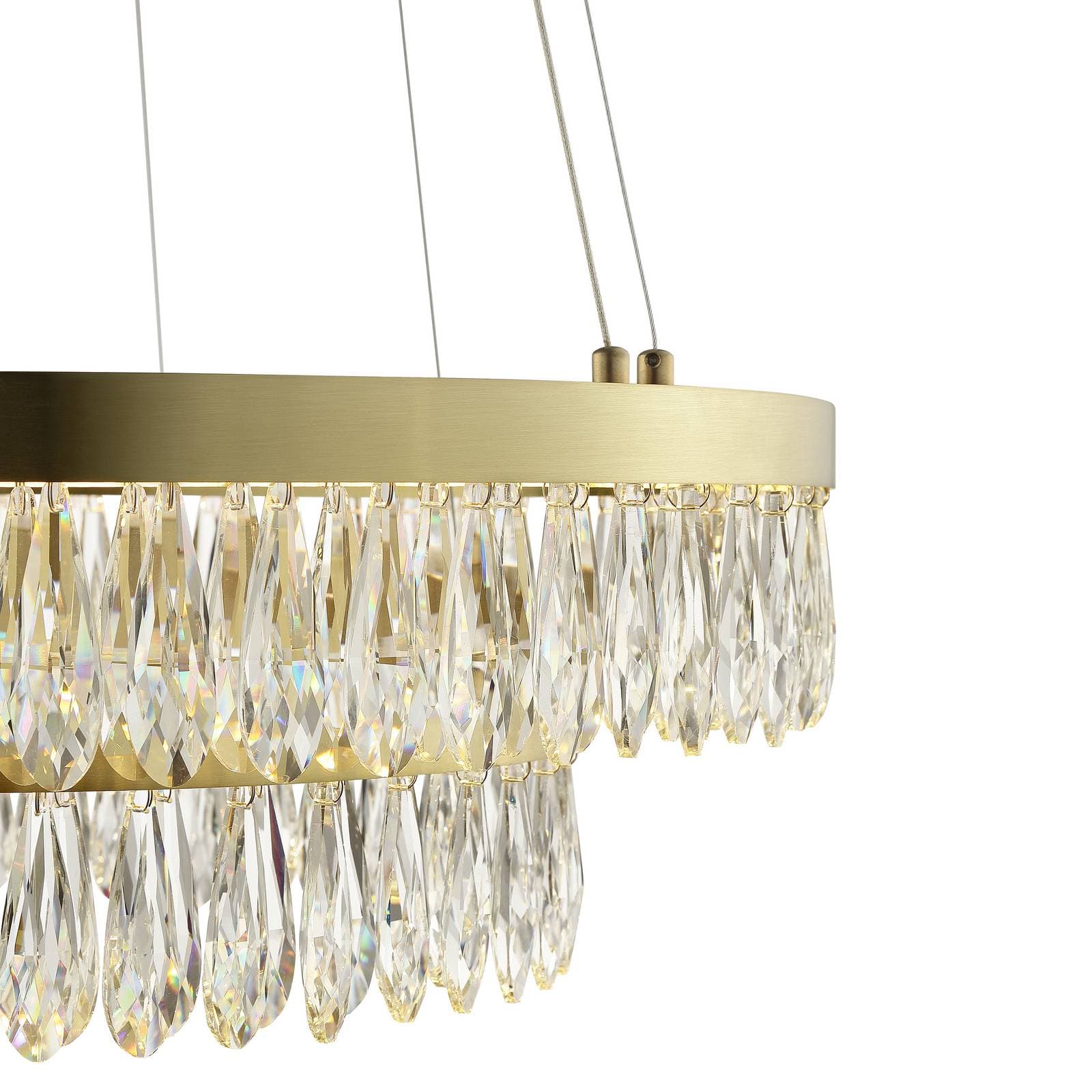 LED závesné svietidlo Celestia, Ø 60 cm, mosadzné, krištáľ