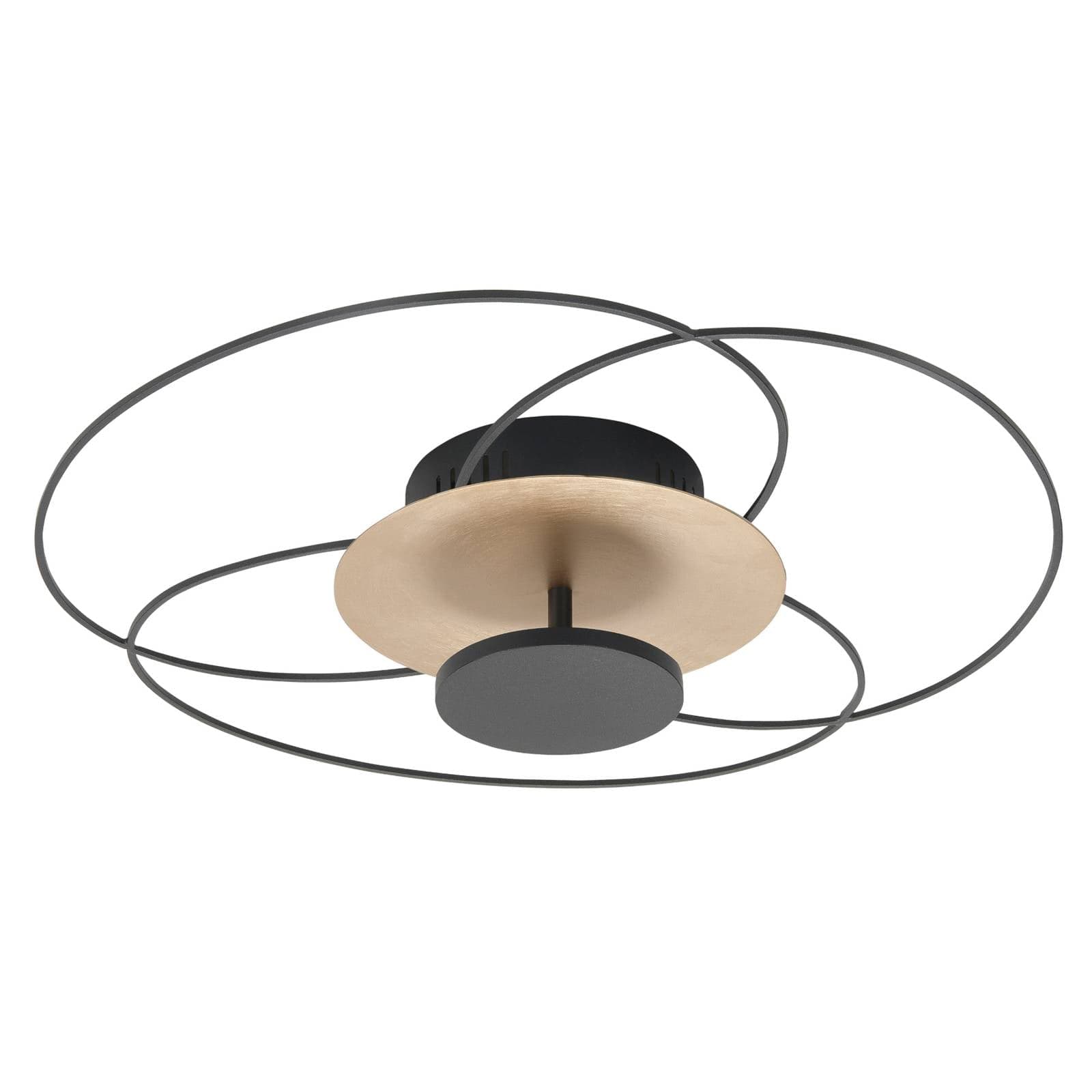 Stropné LED svietidlo Fiore, 2 700 K, čierna/zlatá
