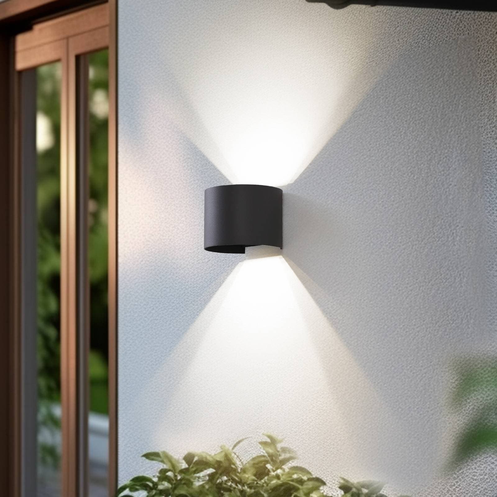 Lindby Smart LED vonkajšie nástenné svietidlo Dara, sivá, okrúhla, CCT RGB, Tuya