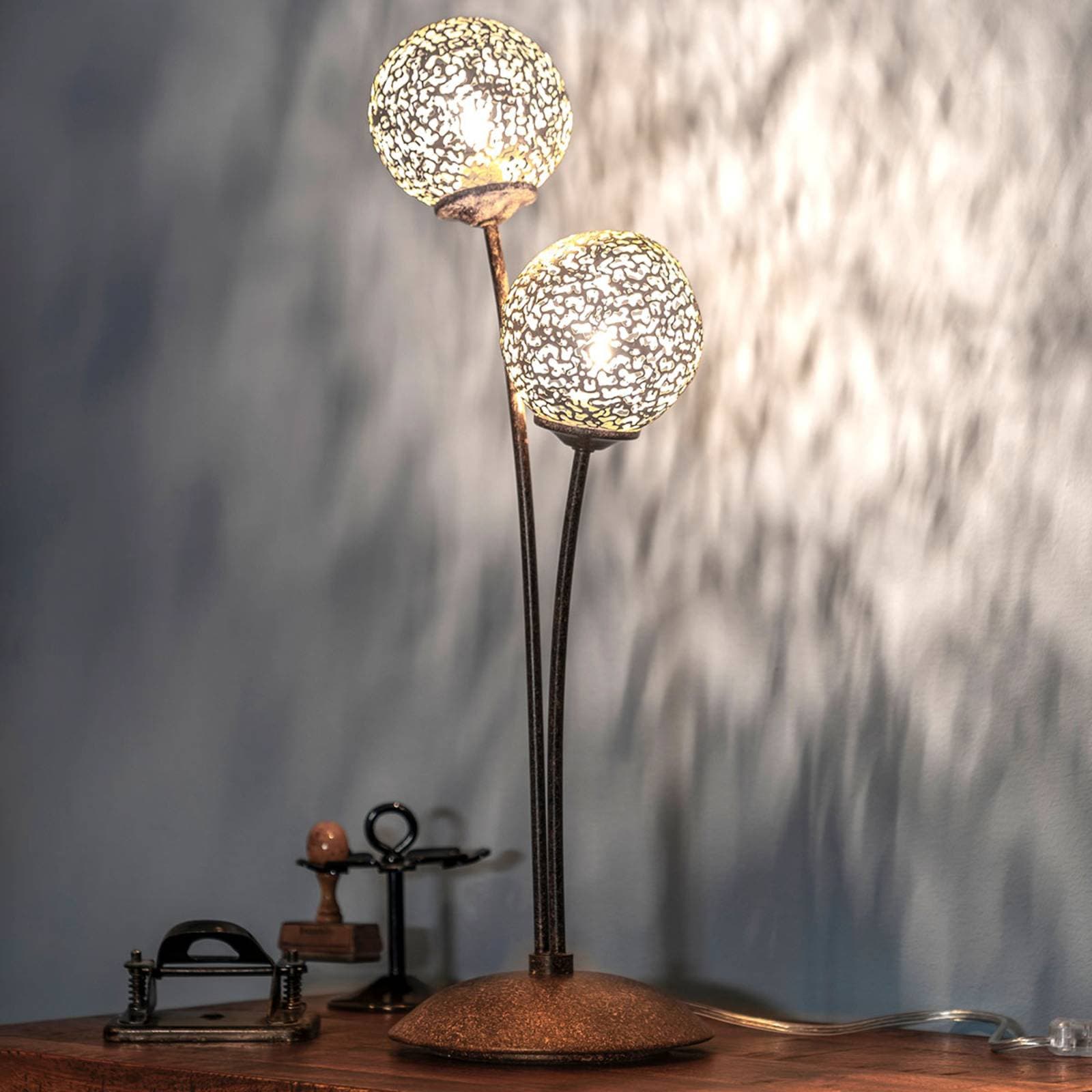 Stolová lampa Paul Neuhaus Greta, hrdzavá/zlatá, kov, 2 svetlá, G9