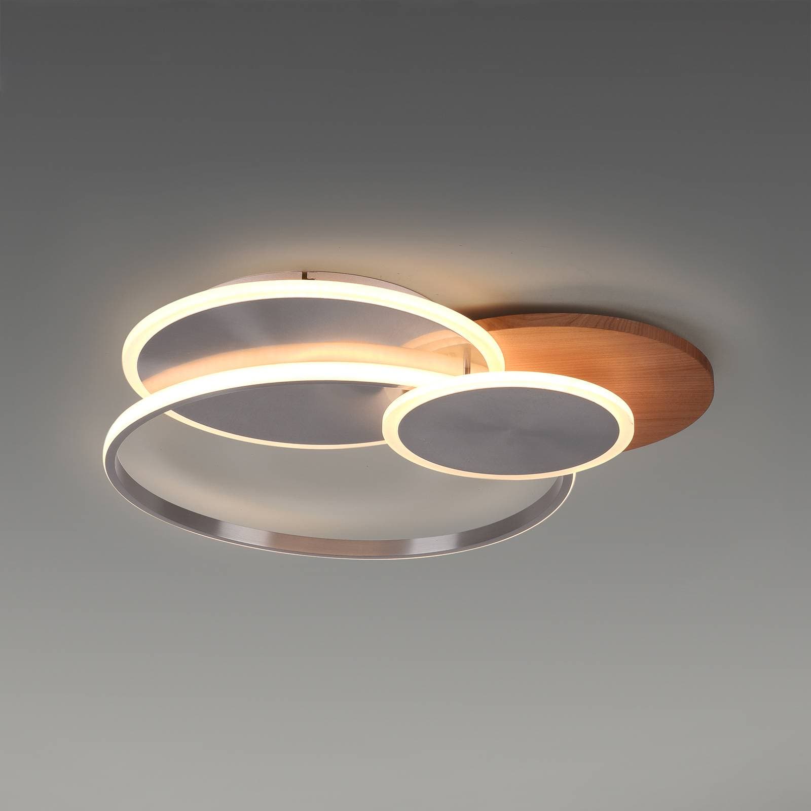 Paul Neuhaus LED stropné svietidlo Palma, drevo, CCT, 65 cm, stmievateľné