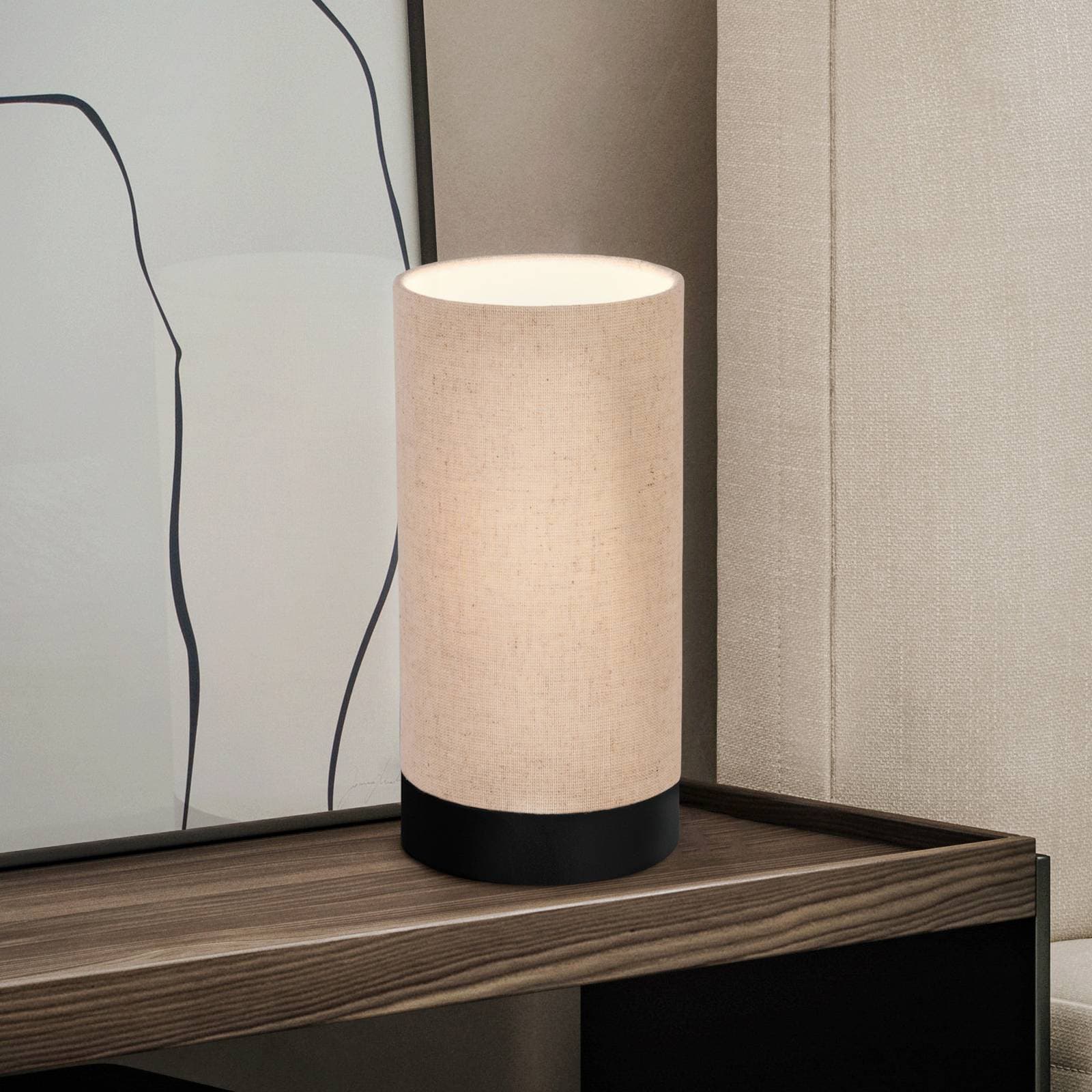 Stolová lampa Feniglia ľanové tienidlo prírodná