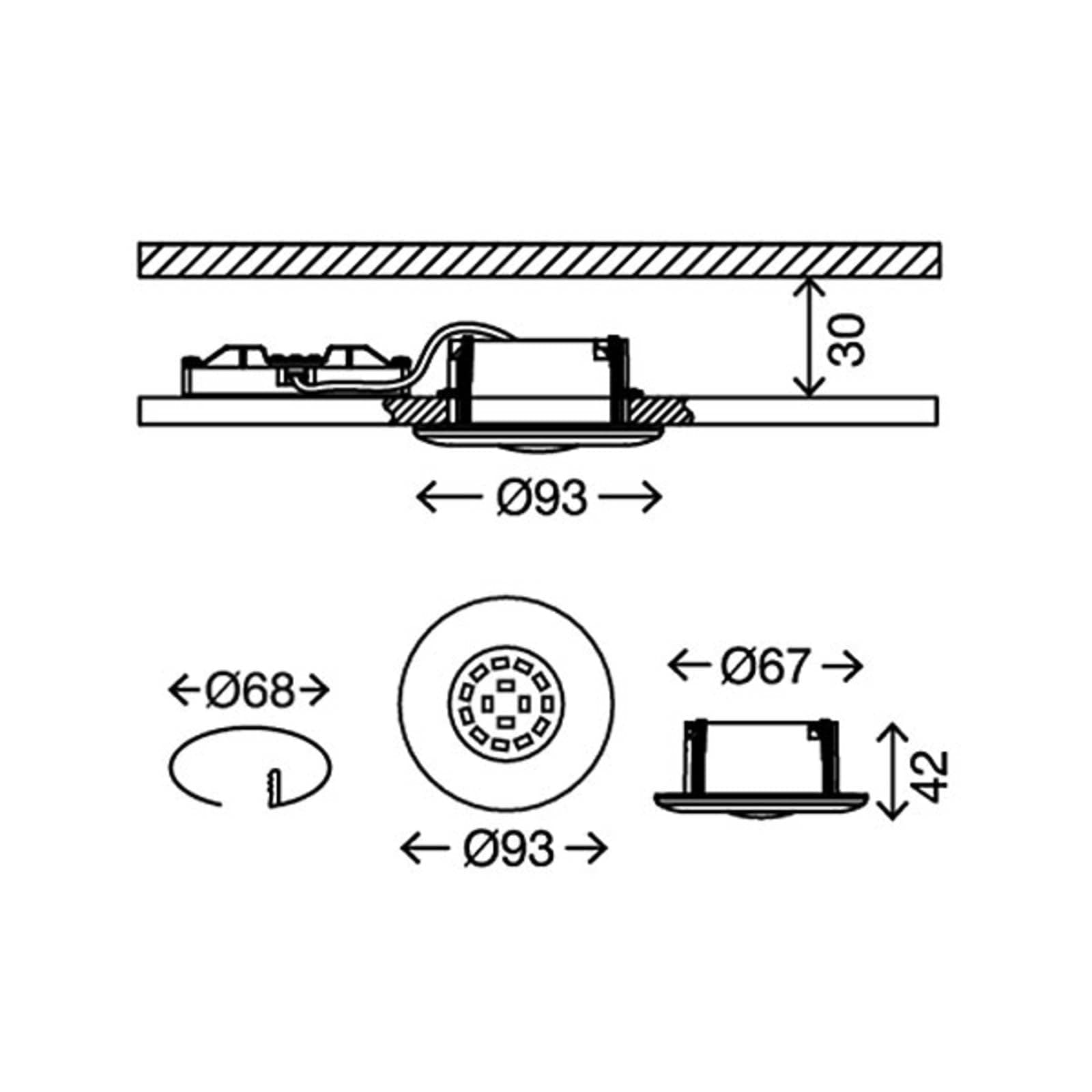 LED vstavané bodové svietidlo Attach One, matný nikel, IP65