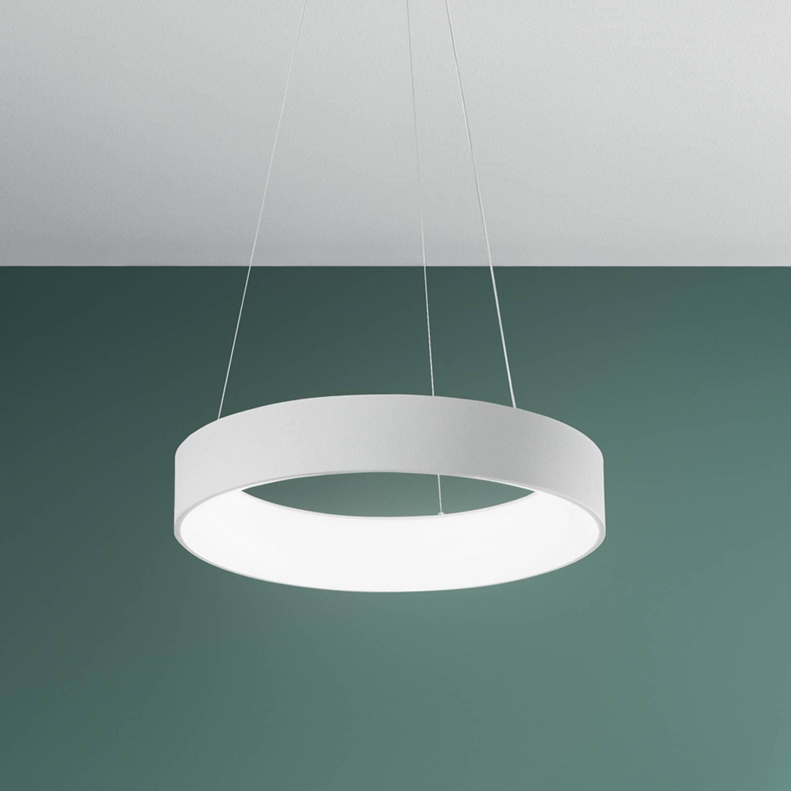 LED závesné svietidlo Noah, biele, Ø 60 cm, kov, CCT