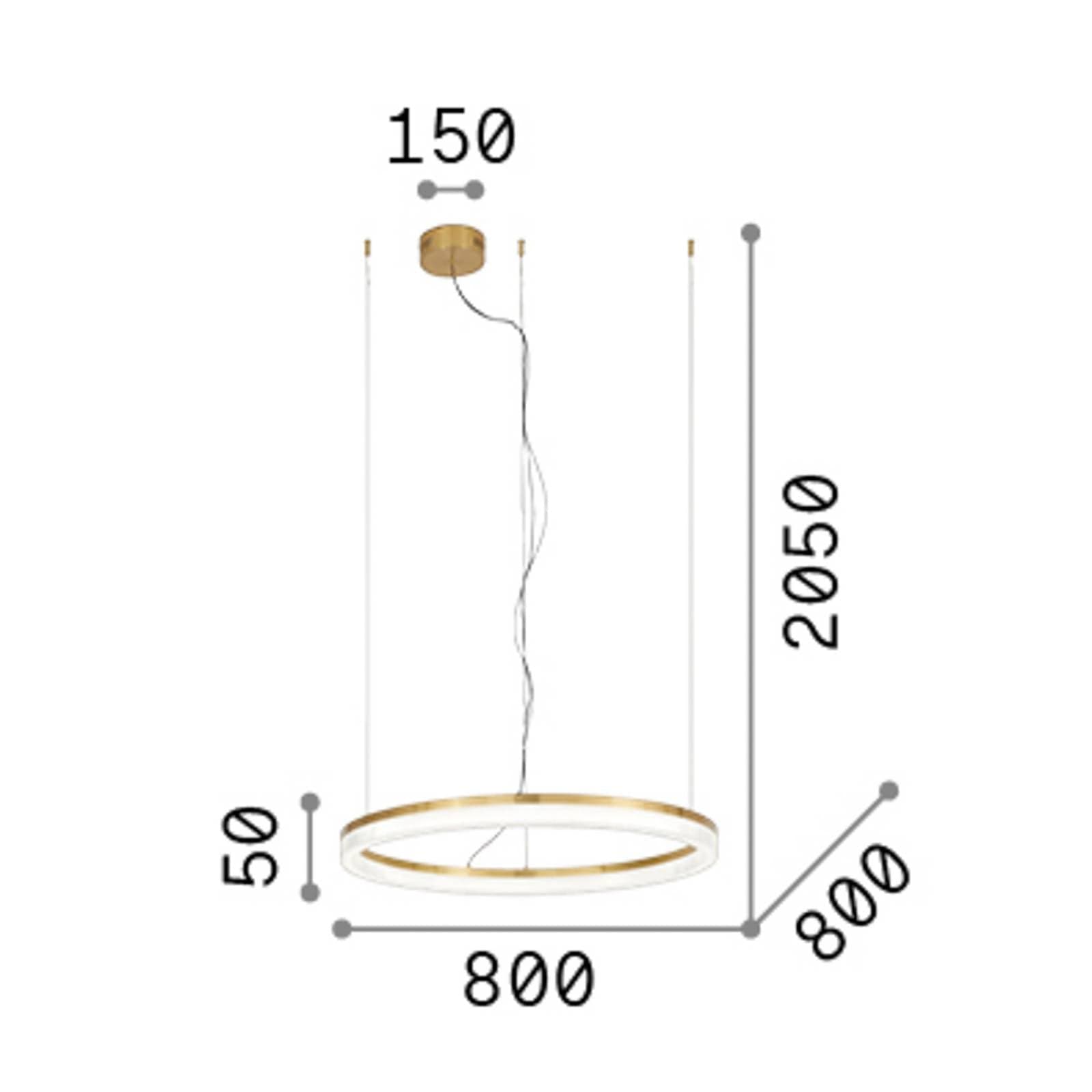 LED závesné svietidlo IDEAL LUX Crown, Ø 80 cm, čierna, kovová