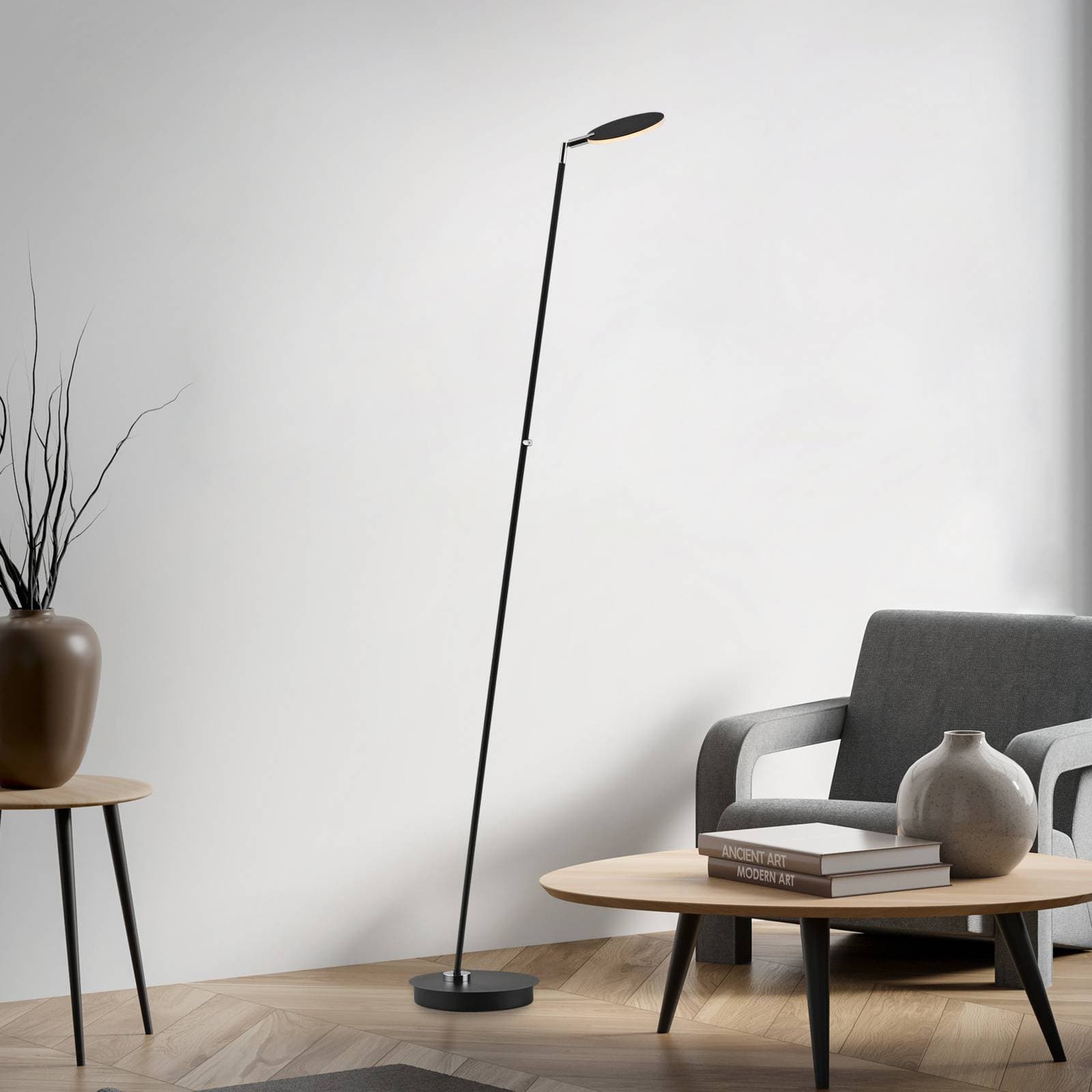 Paul Neuhaus LED stojacia lampa Akku-Bente, čierne, CCT, USB-C