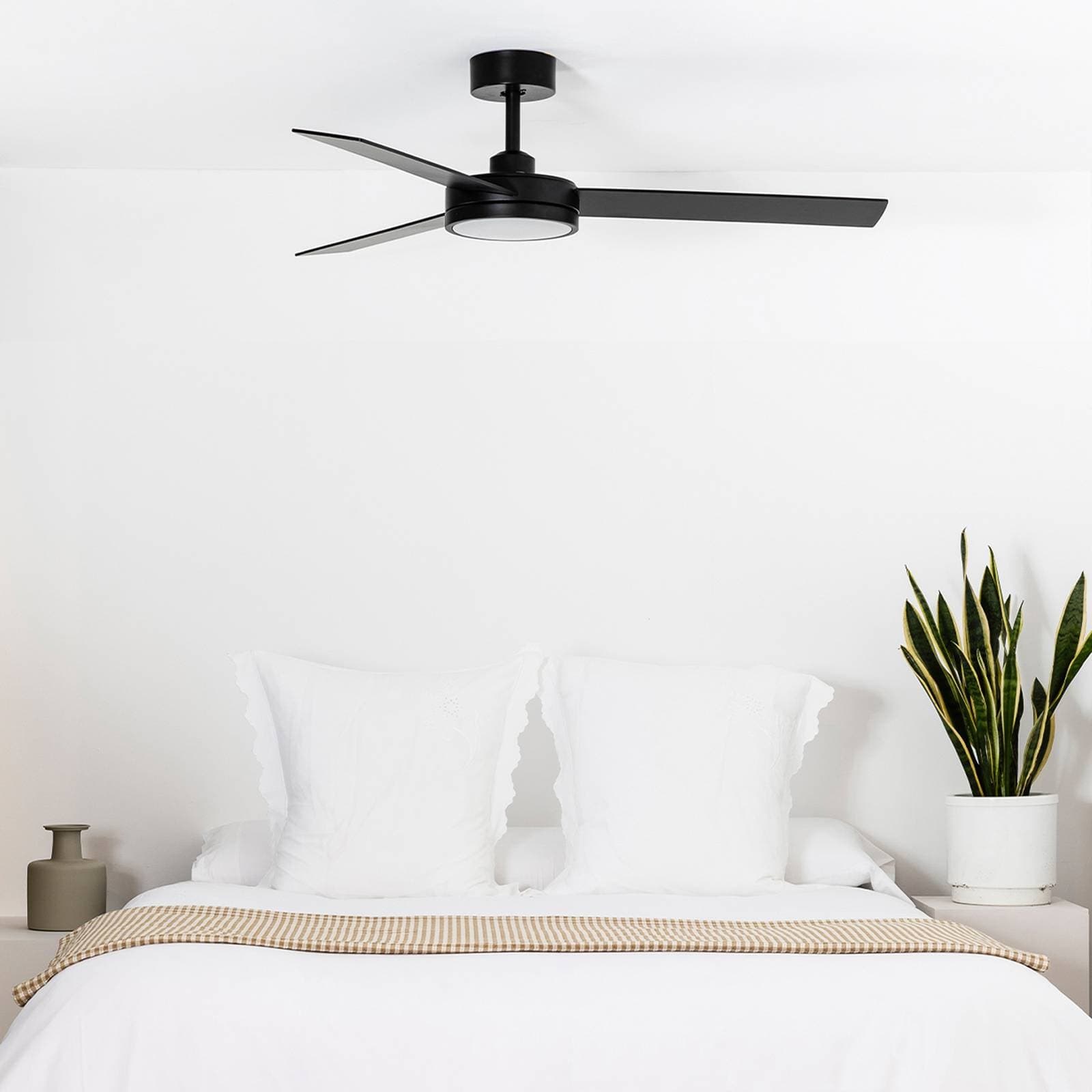 LED stropný ventilátor Barth s osvetlením, čierny