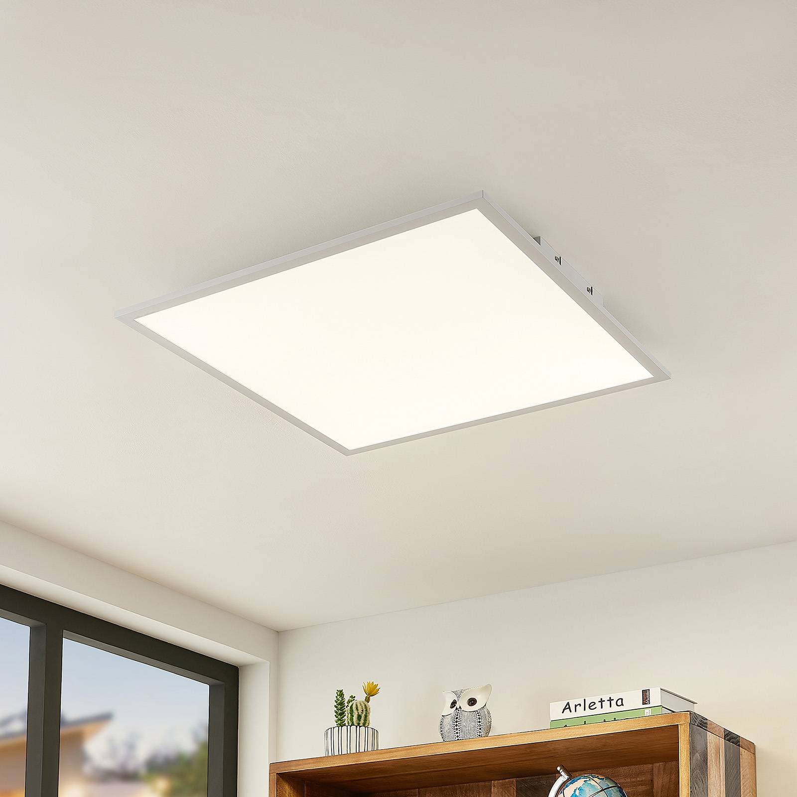 Lindby LED panel Quais, 60 x 60 cm, biely, hliník, 4 000 K