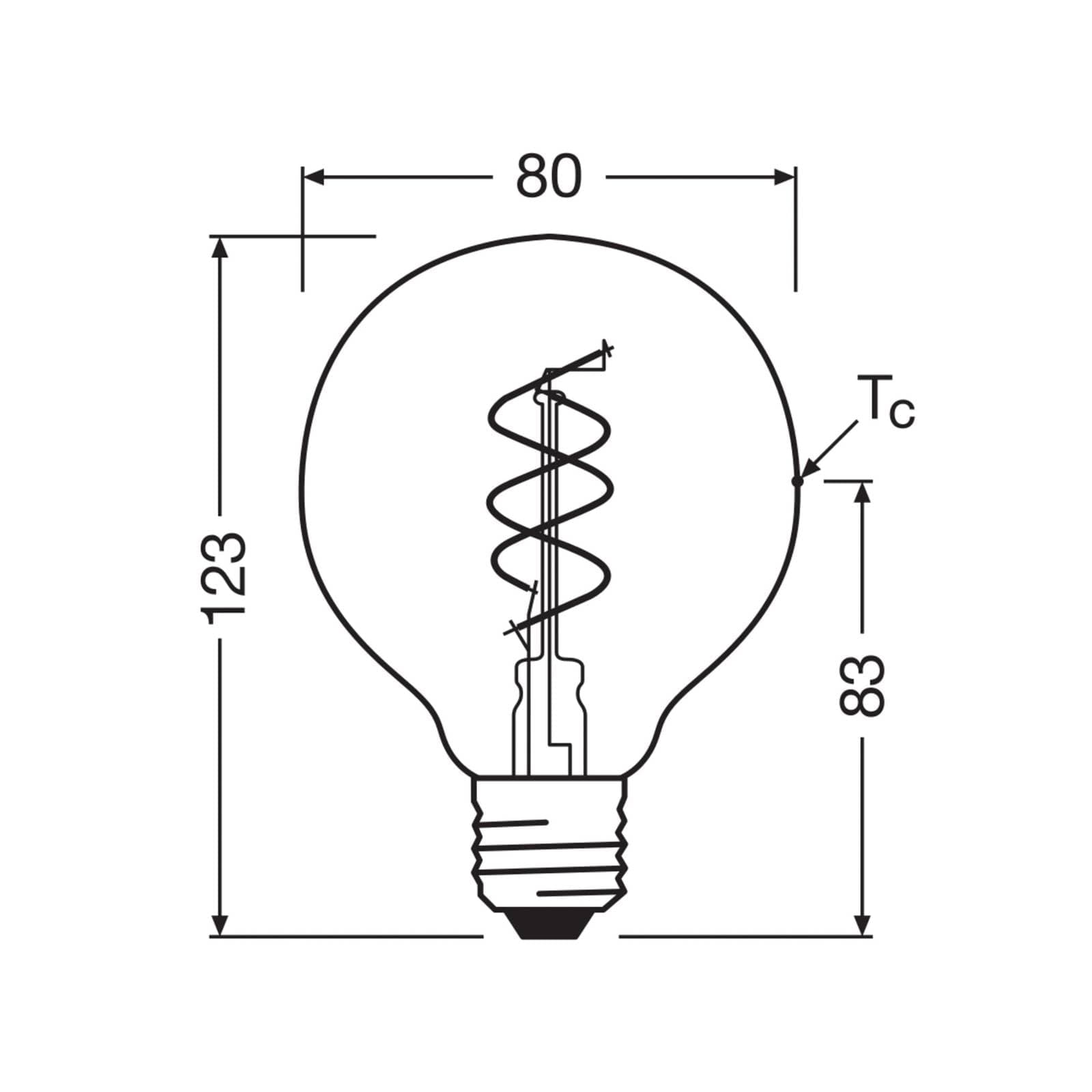 OSRAM LED Vintage G80 E27 4,6W 927 špirálové vlákno číre tmavé