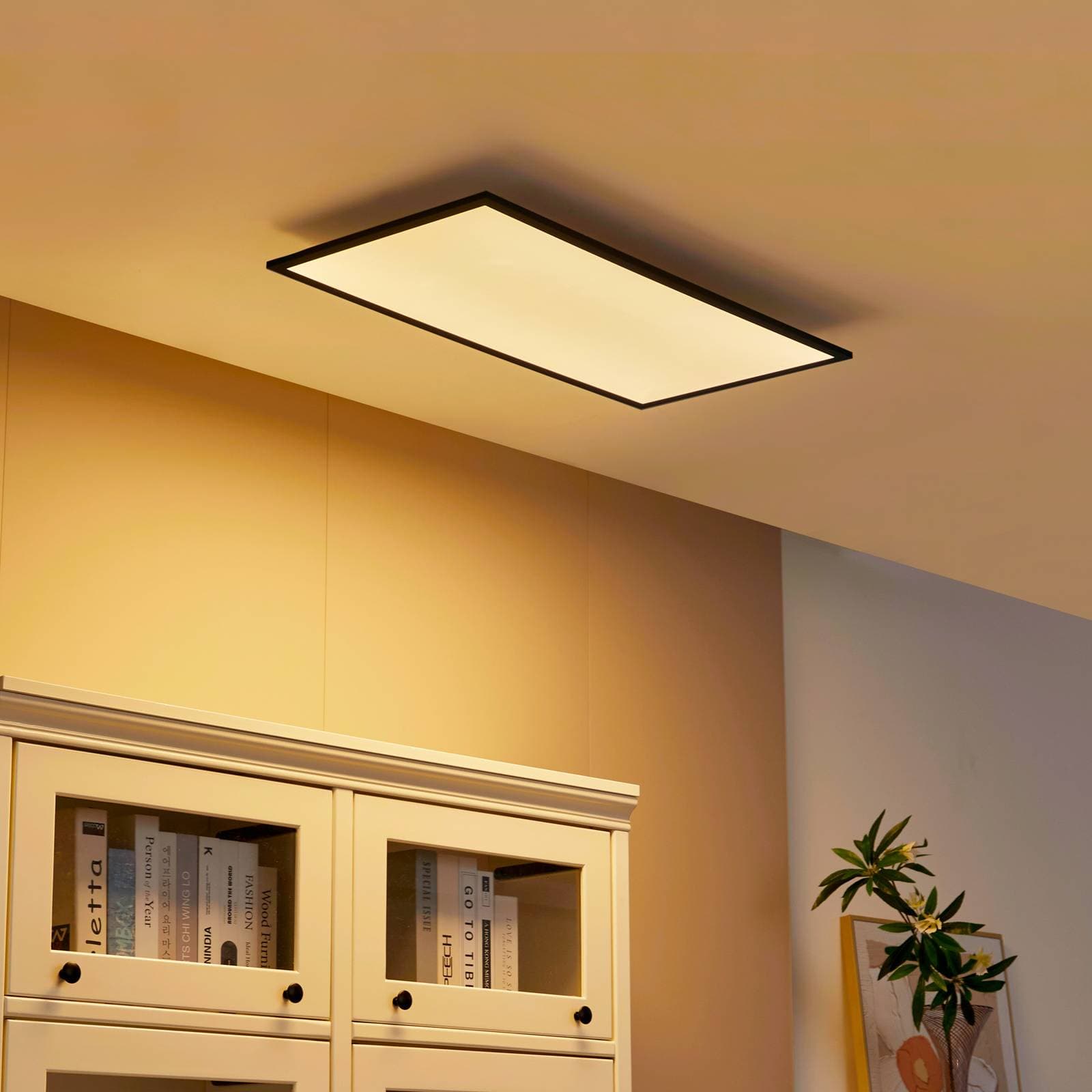 Lindby LED panel Lamin, čierny, 80 cm, CCT, stmievateľný, diaľkové ovládanie