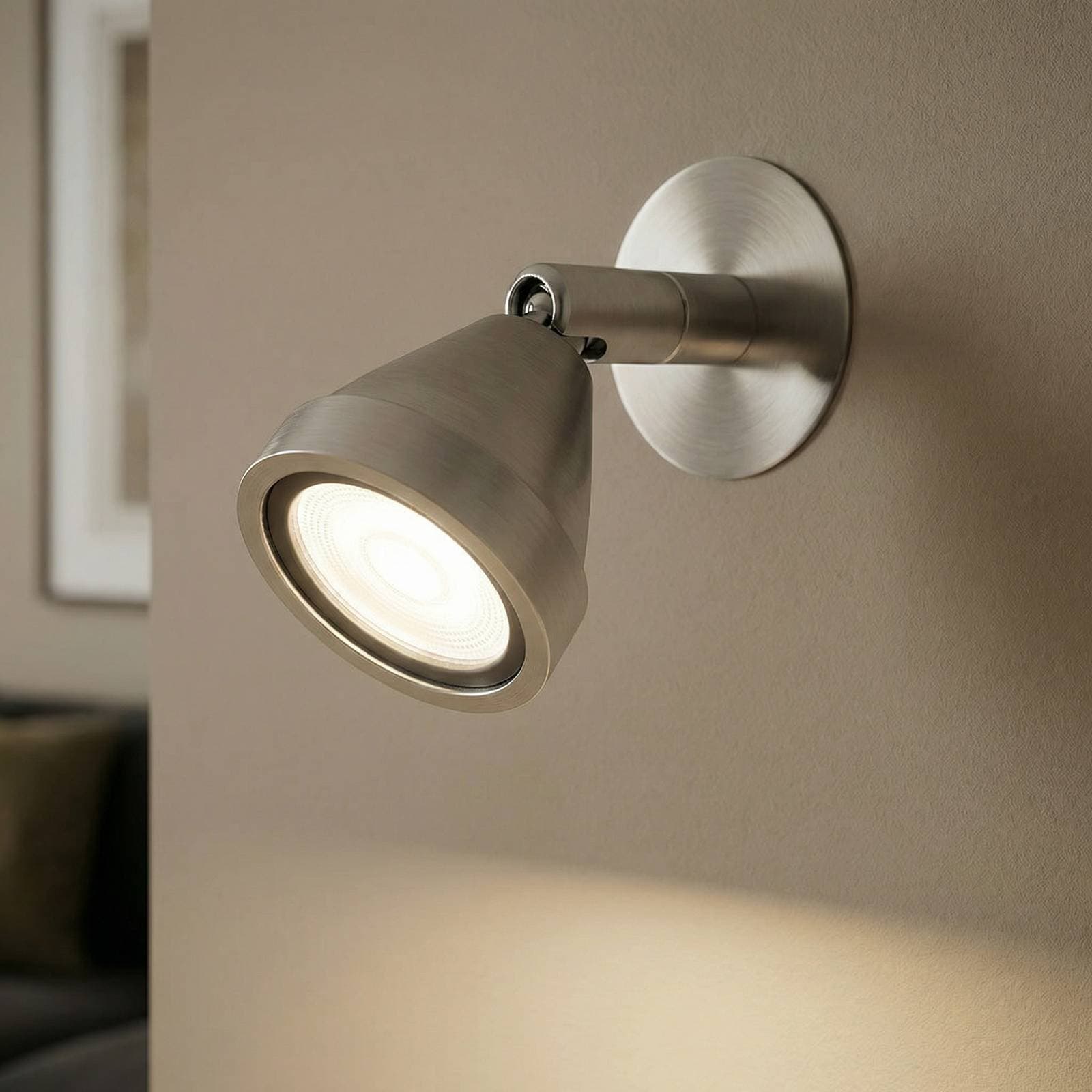 Nástenné svietidlo LED Mini, otočné, nikel, 5 000 K