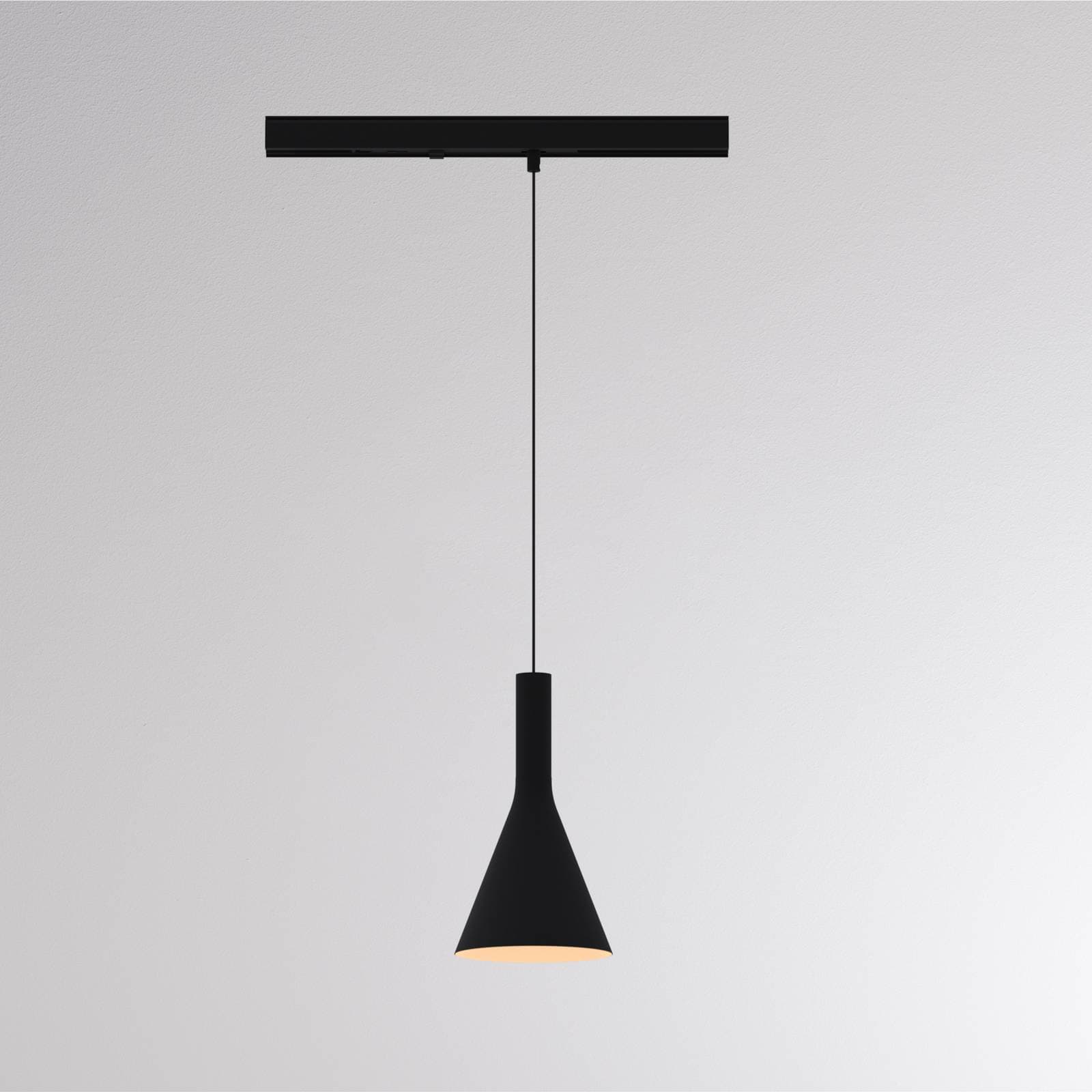 LED závesné svietidlo na lištu LORA I, čierne, Ø 15 cm, 40° CCT, 3-fázové