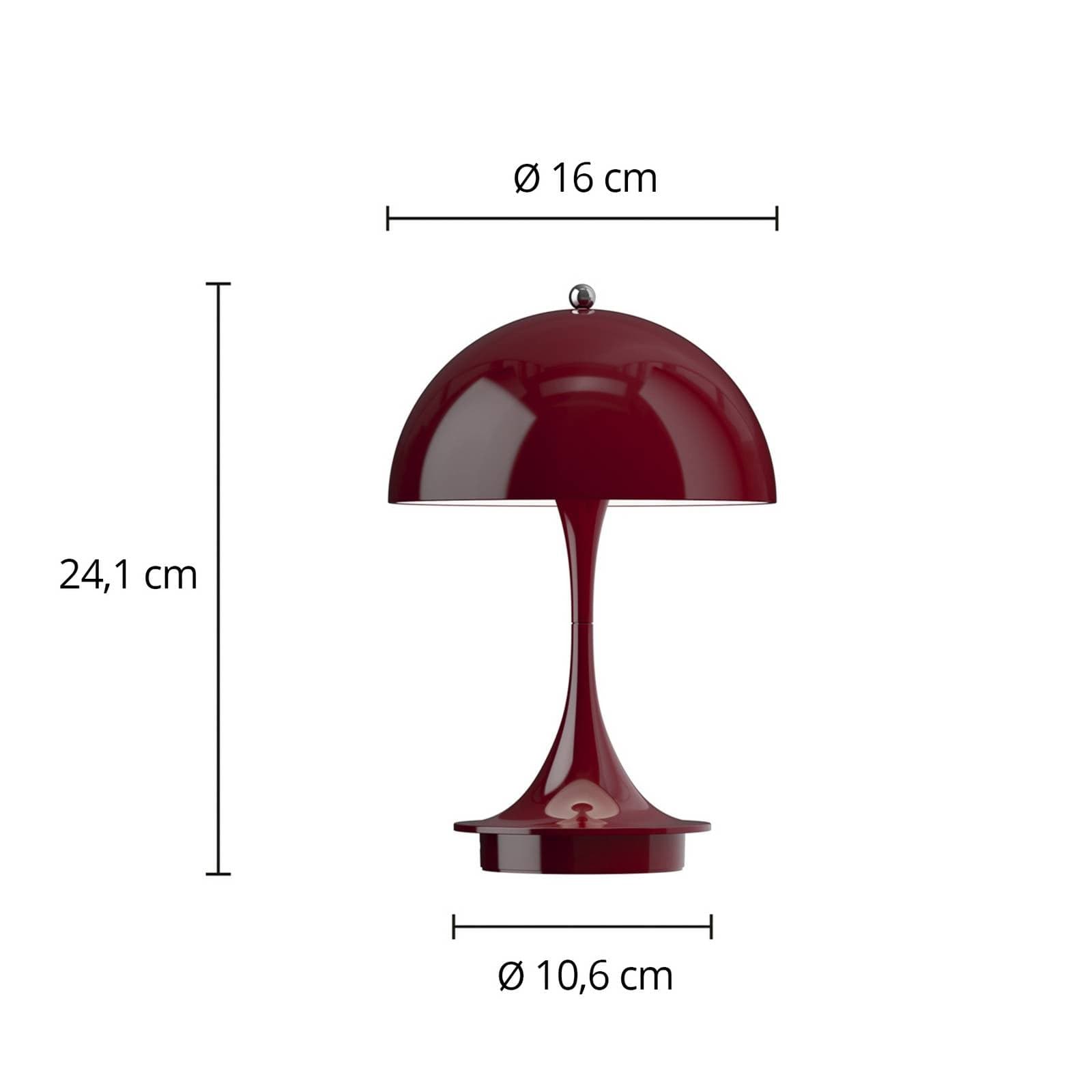 Louis Poulsen Panthella PORTABLE 160 V3, nepriehľadná bordová červená