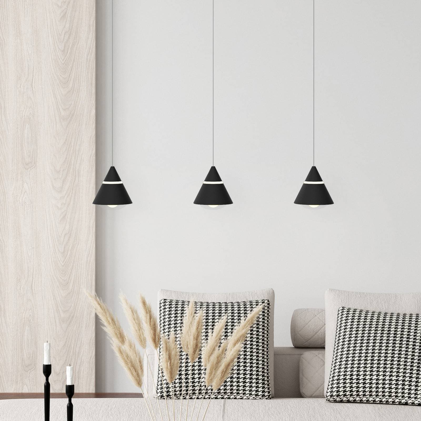 LED závesné svietidlo Romeo, dĺžka 55 cm, čierna, kov, 3-pl.