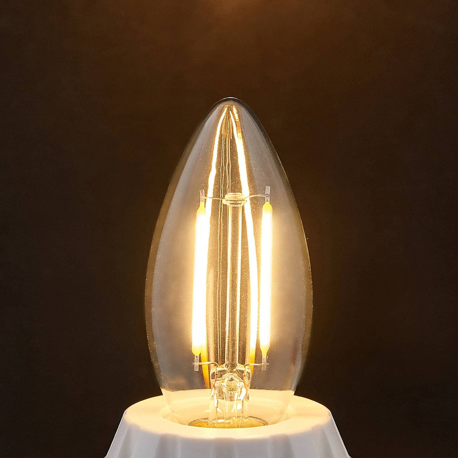 LED žiarovka Lindby, sviečka, E14, 2 W, číra, 2 700 K