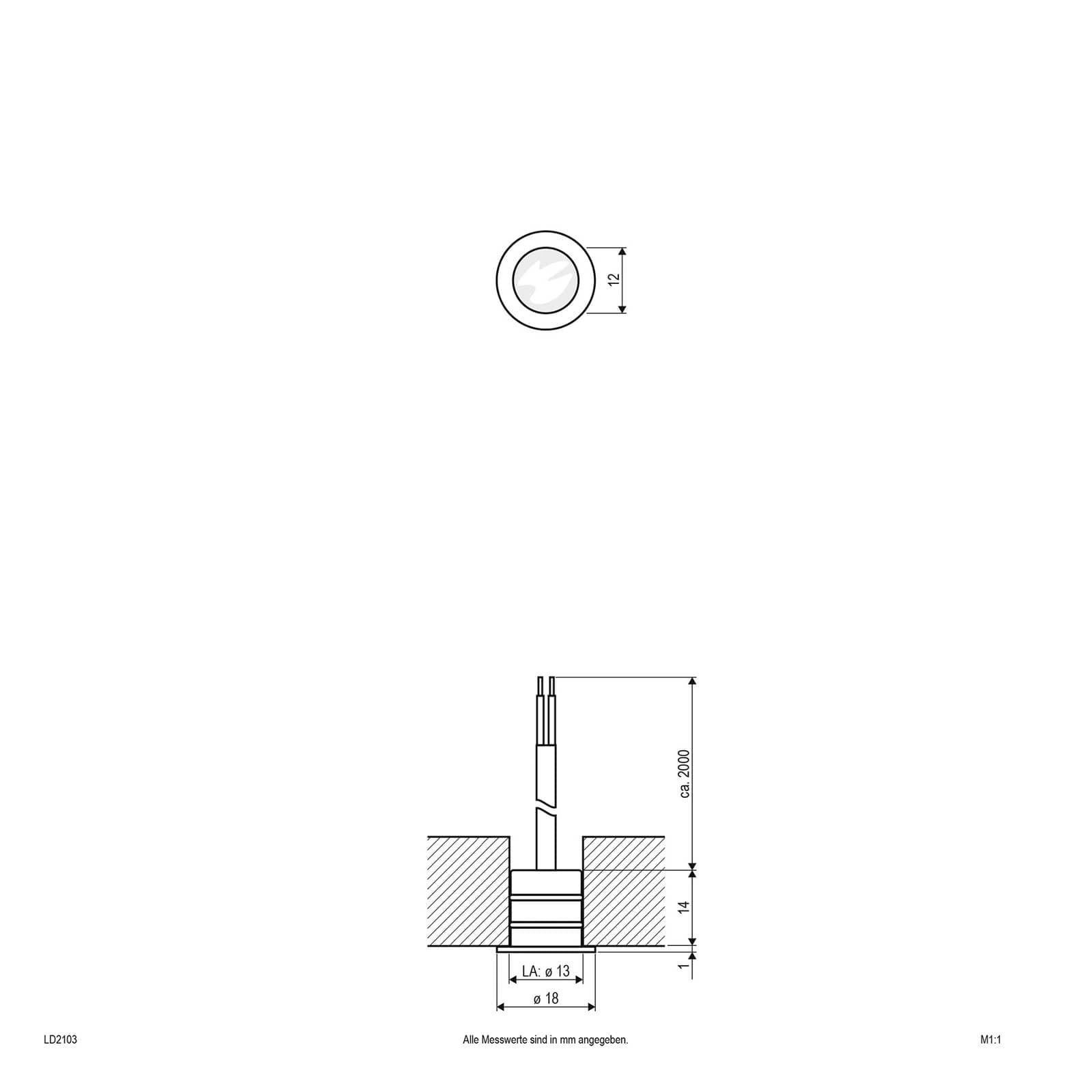 EVN LD2103 zapustené 12V IP68 Ø1,8cm 0,2W modrá