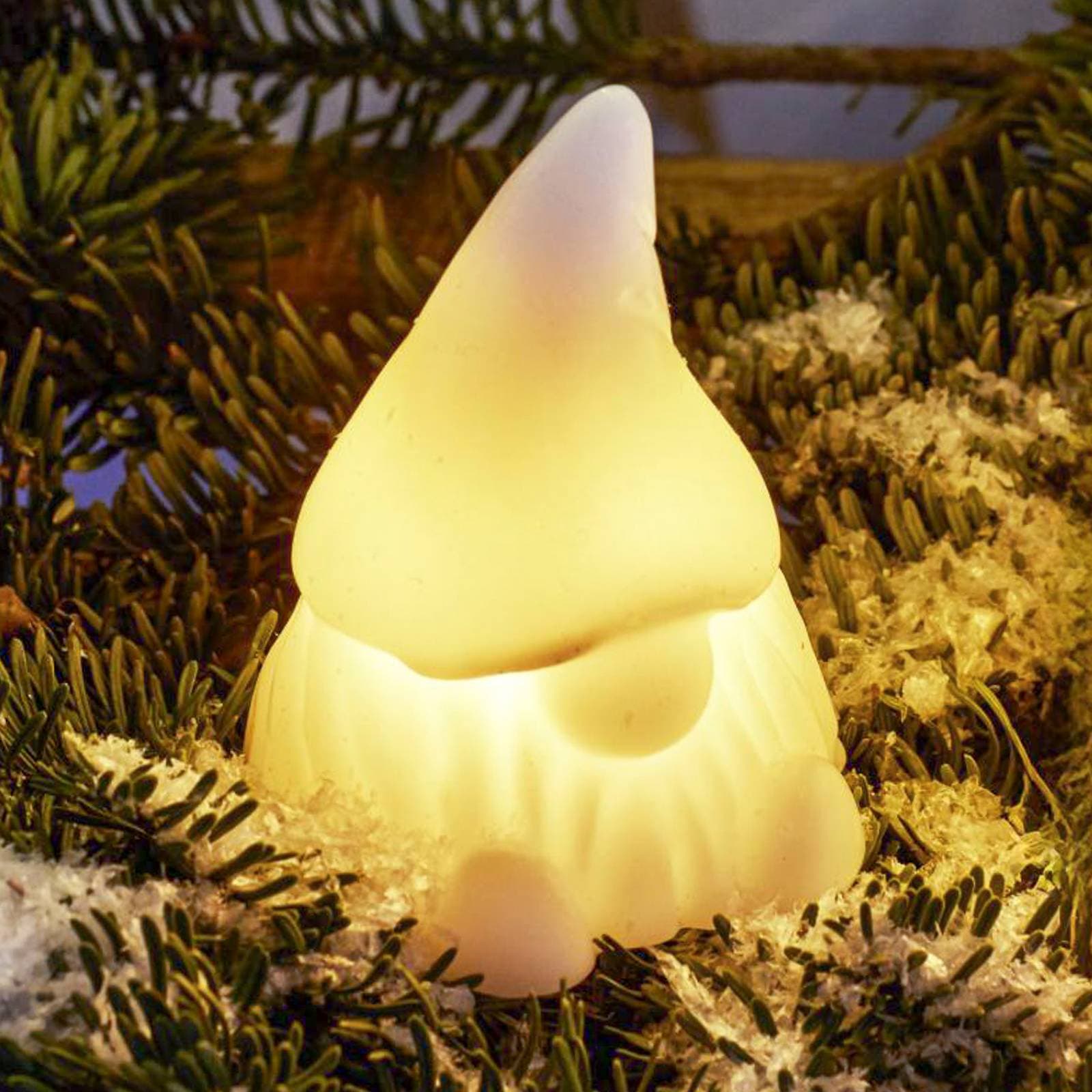 LED dekoratívna figúrka Coco, biela, výška 14 cm, vosk, napájanie batériami