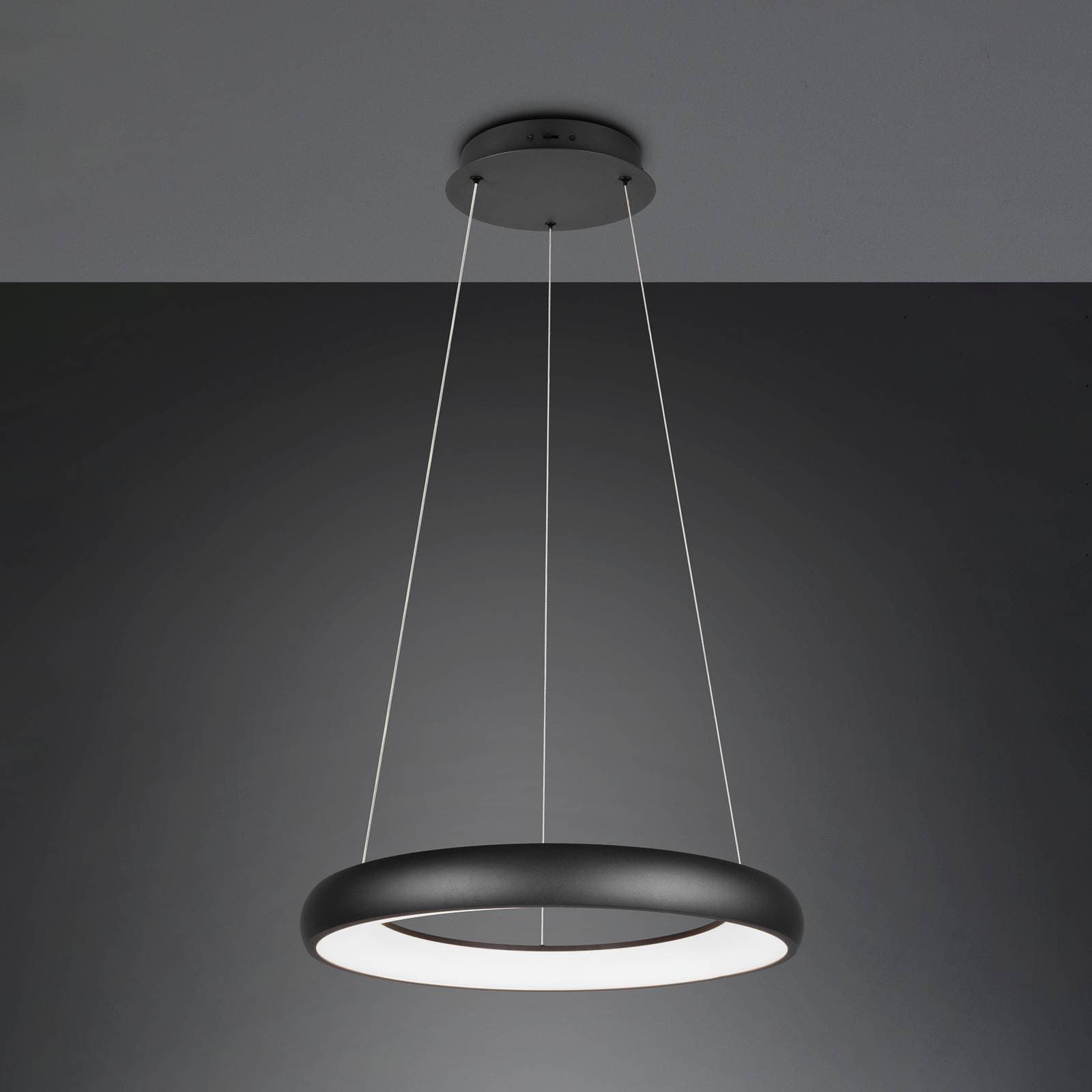 Závesné svetlo Cardona LED, Ø 62 cm, čierna farba, CCT, kov