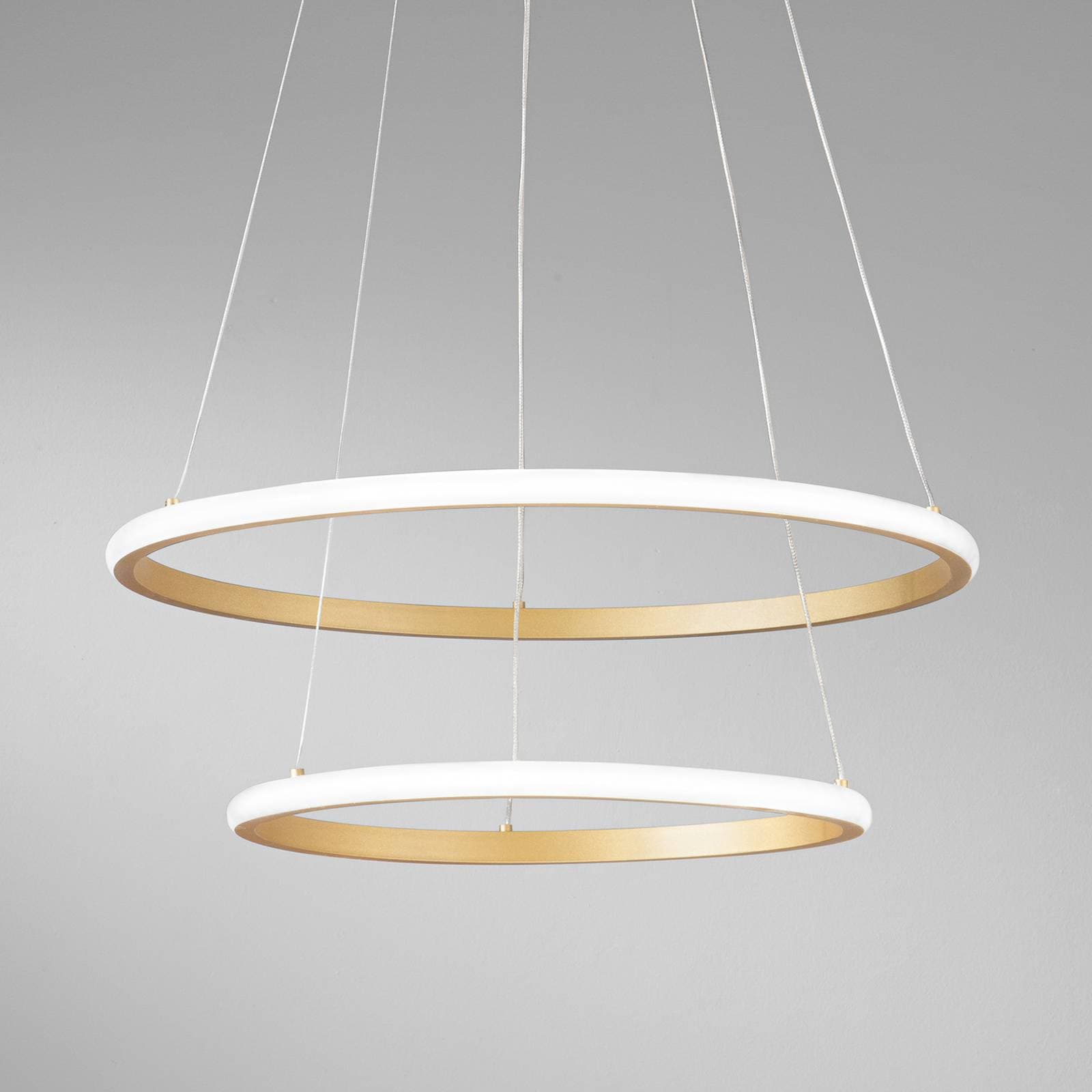LED závesné svietidlo Axis, Ø 60/40 cm, zlatá farba kov CCT, RGB
