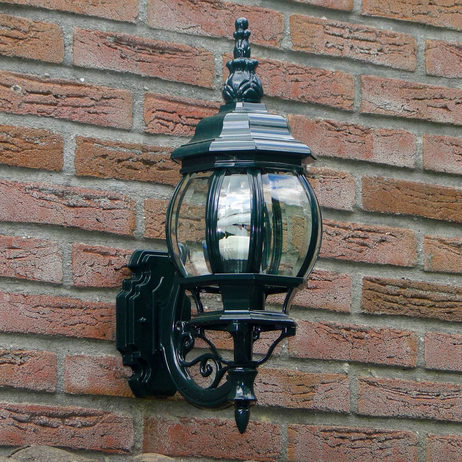 Vonkajšia nástenná lampa Andrew z krištáľového skla stojaca zelená