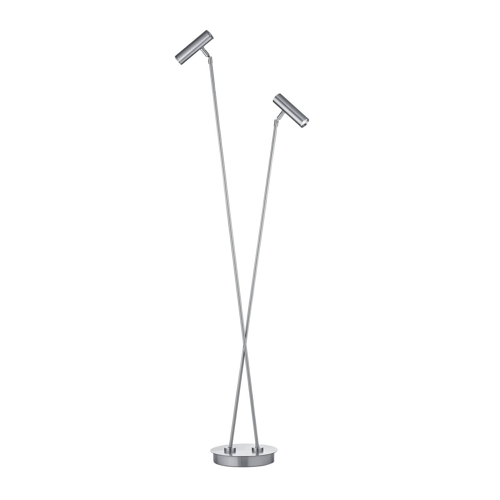 LED stojacia lampa Tom Pro, matný nikel, 2 svetlá, CCT, stmievač