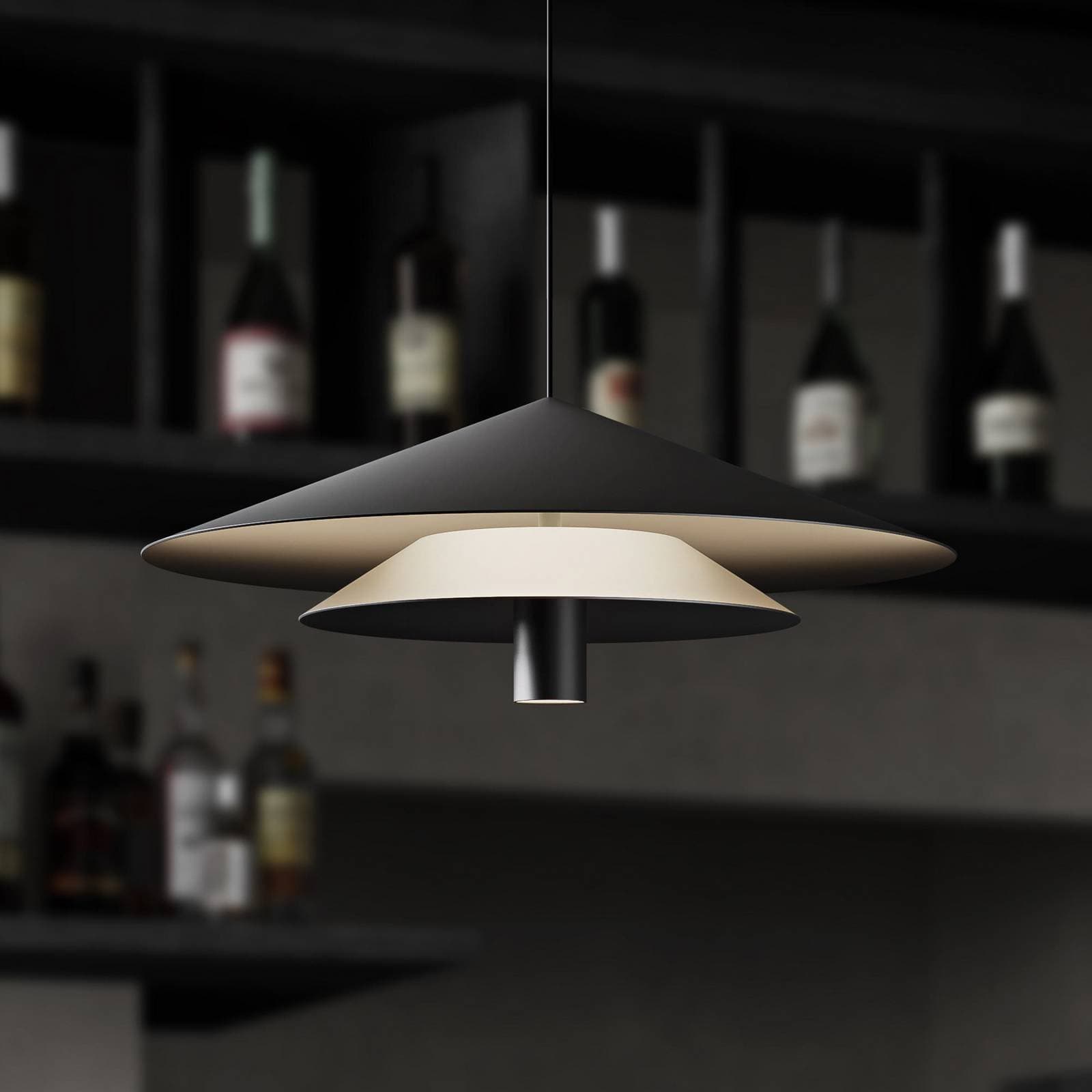 Karman LED závesné svietidlo ASSO, čierne, kov, Ø 42 cm
