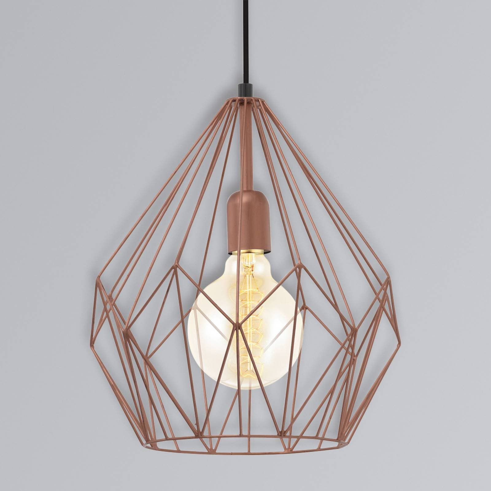 Závesná lampa Carlton štýl vintage medená Ø 31 cm