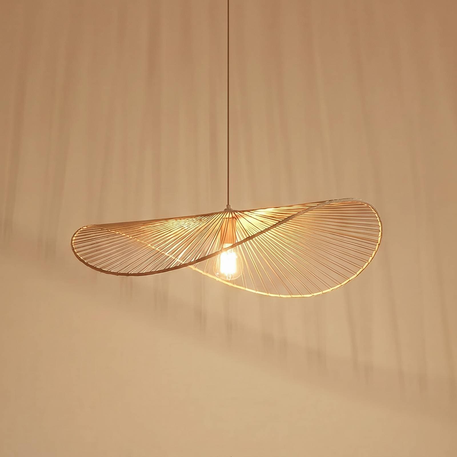 Lindby závesné svietidlo Valdorin, béžové, papier, dĺžka 75 cm