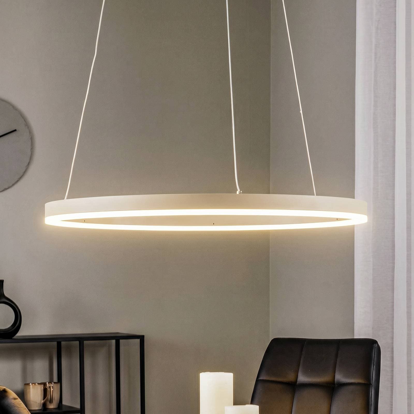 LED závesné svietidlo Arcchio Albiona, béžové, 1 krúžok, Ø 60 cm